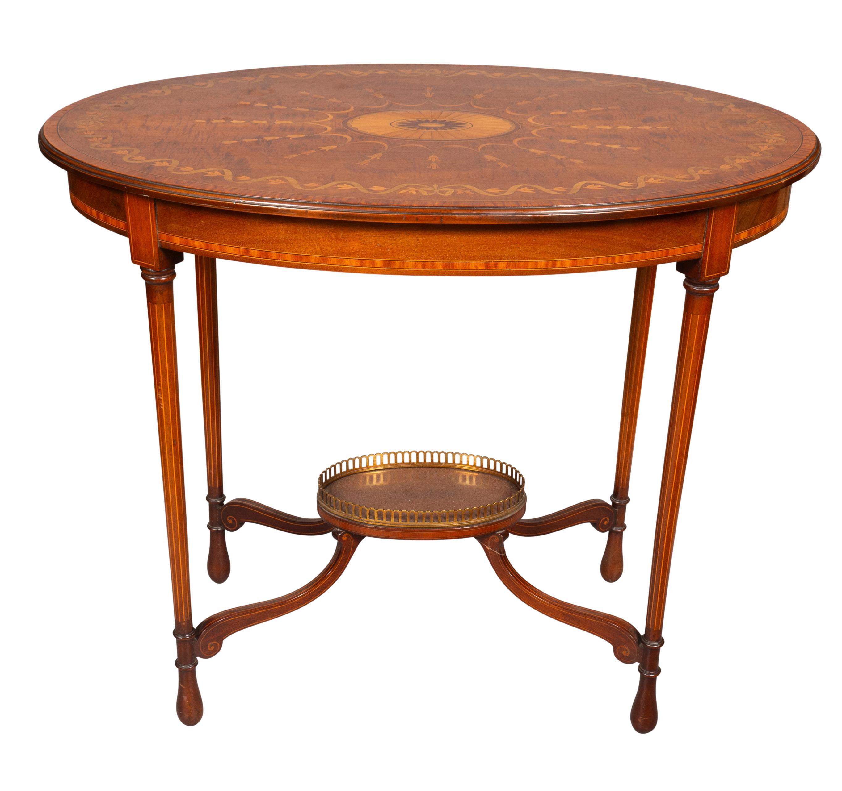 Pair Of Edwardian Mahogany And Inlaid End Tables For Sale 1