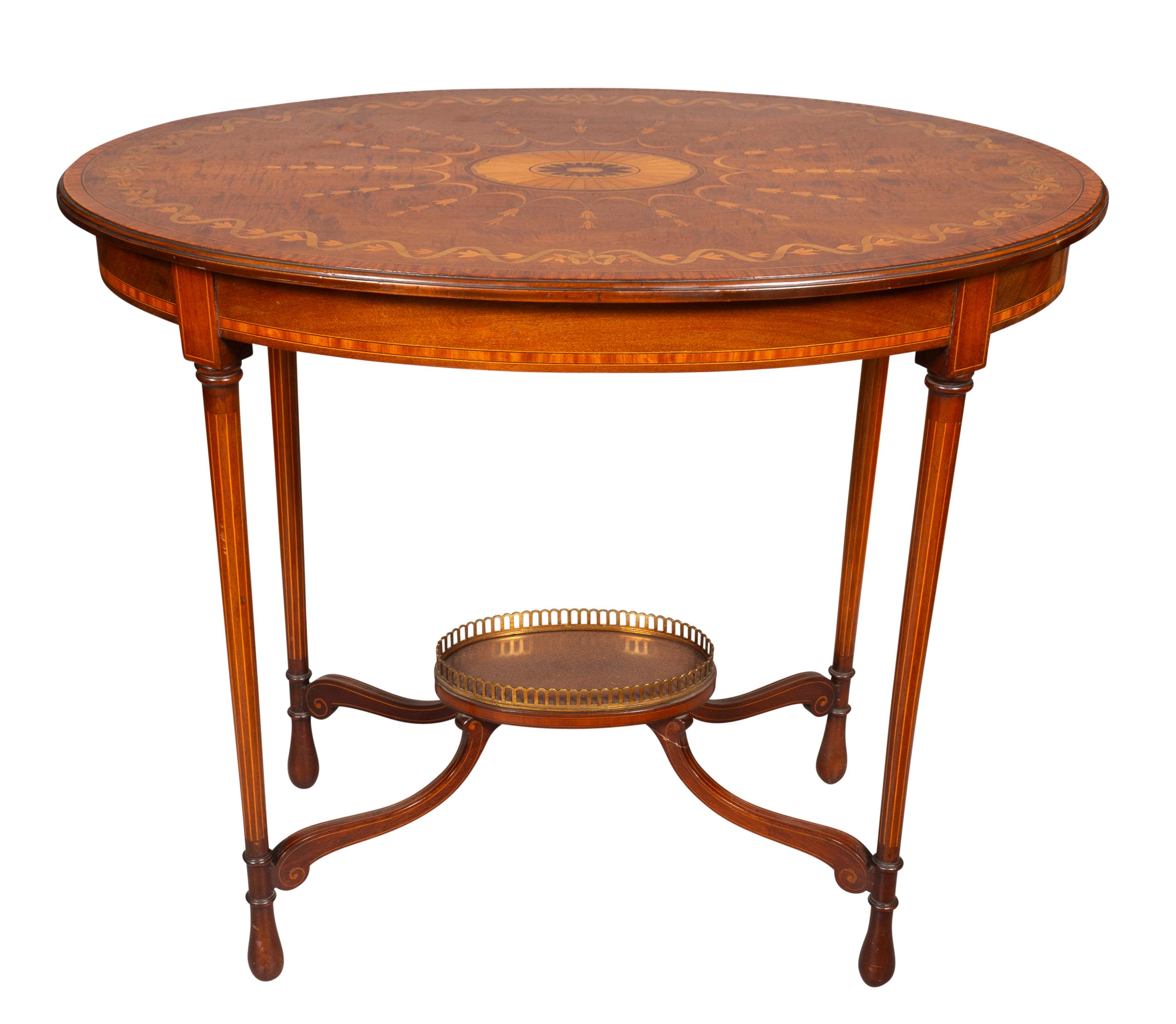 Pair Of Edwardian Mahogany And Inlaid End Tables For Sale 2