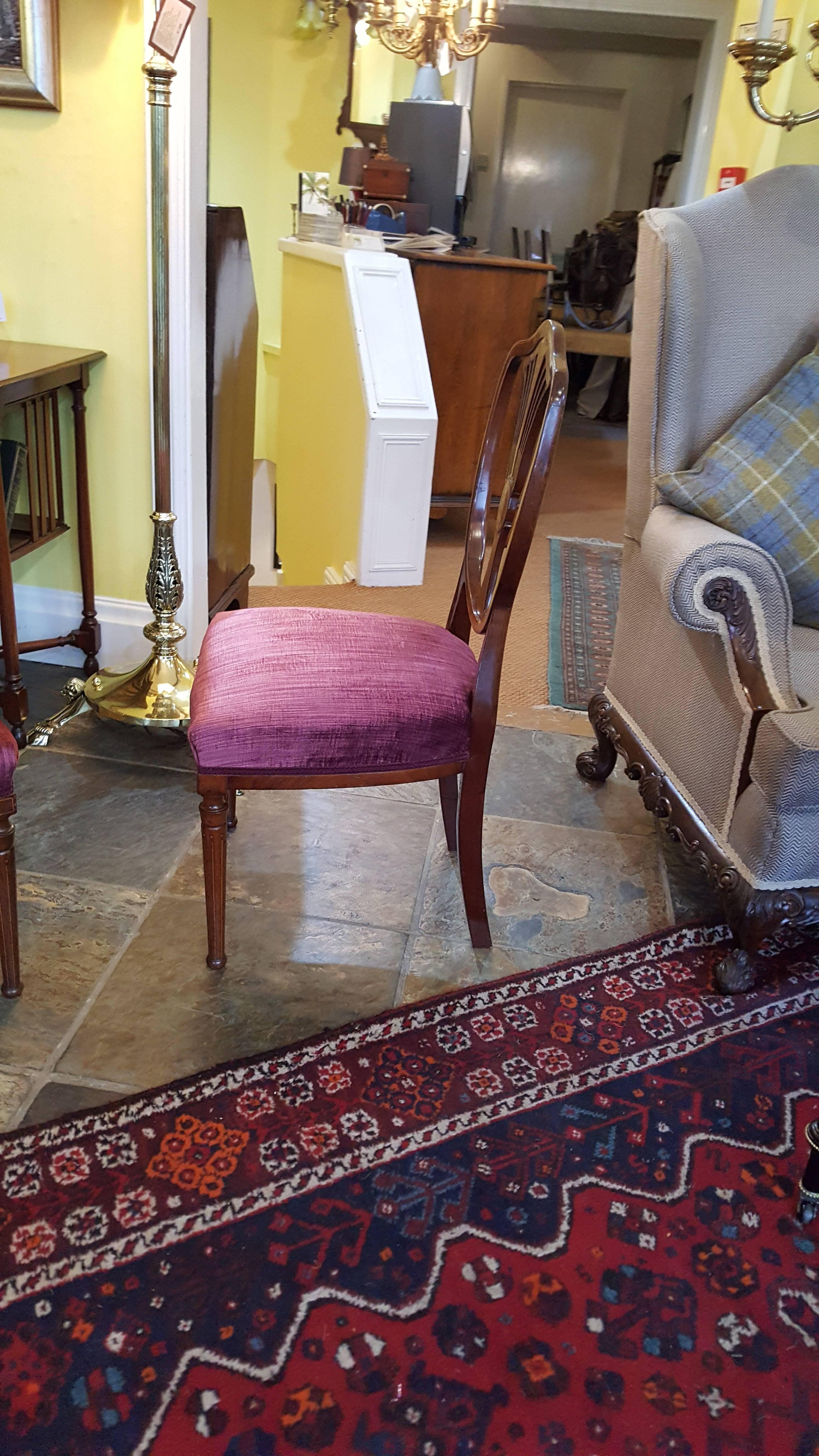 Pair of Edwardian Mahogany and Marquetry Chairs In Excellent Condition In Altrincham, Cheshire