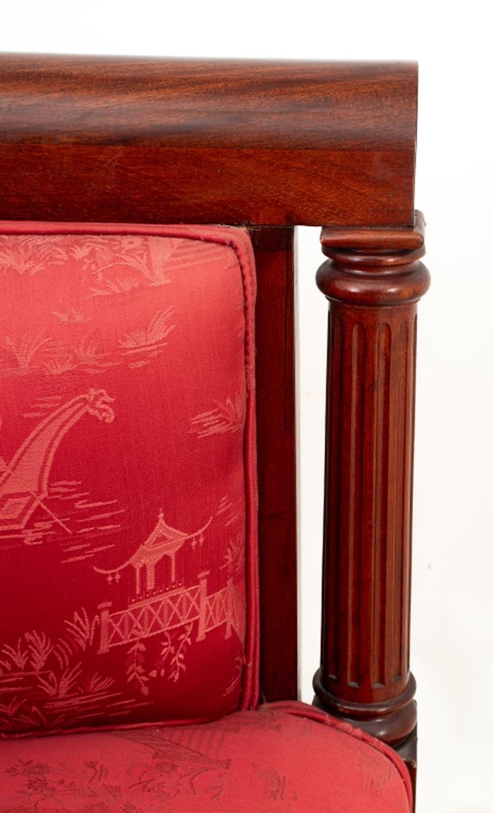 Pair of Edwardian Mahogany and Red Silk Tub Chairs 5