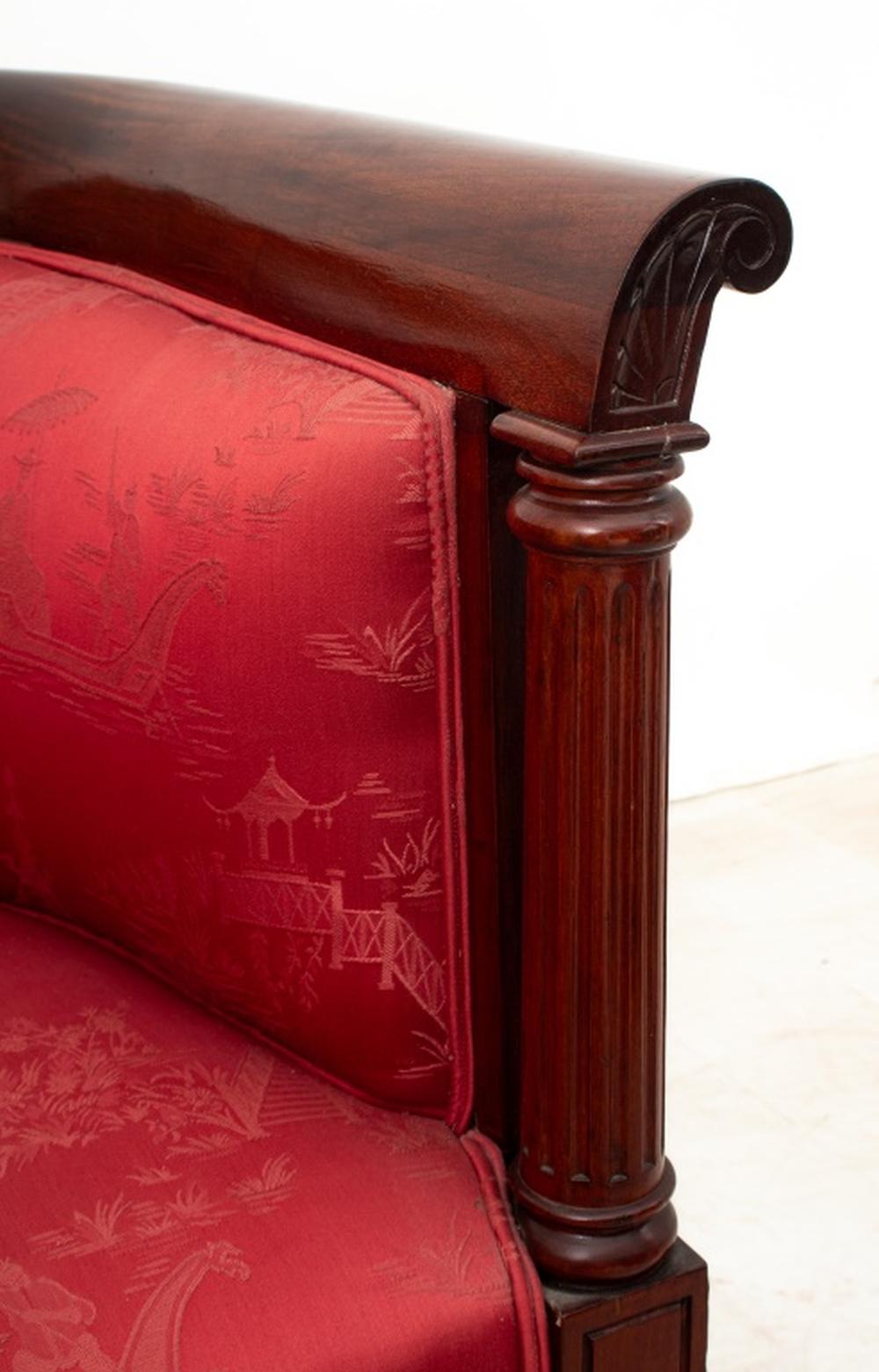 Pair of Edwardian Mahogany and Red Silk Tub Chairs 2