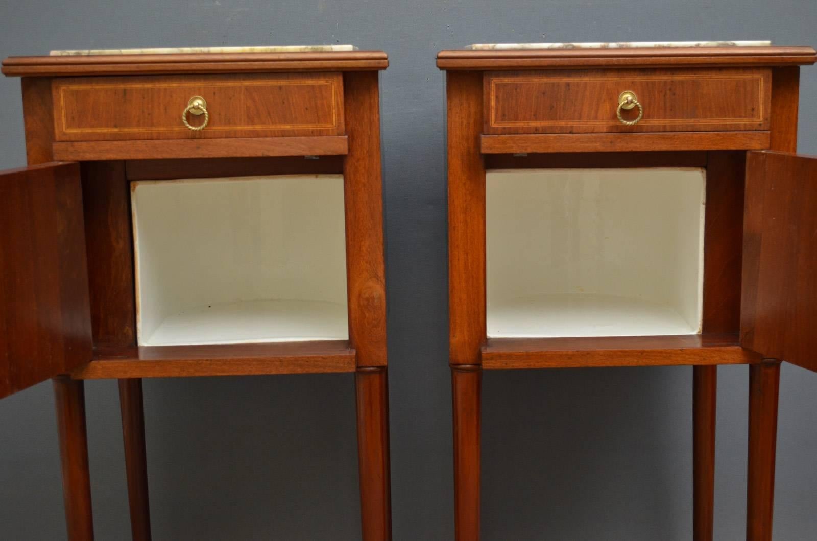 Pair of Edwardian Mahogany Bedside Cabinets 2