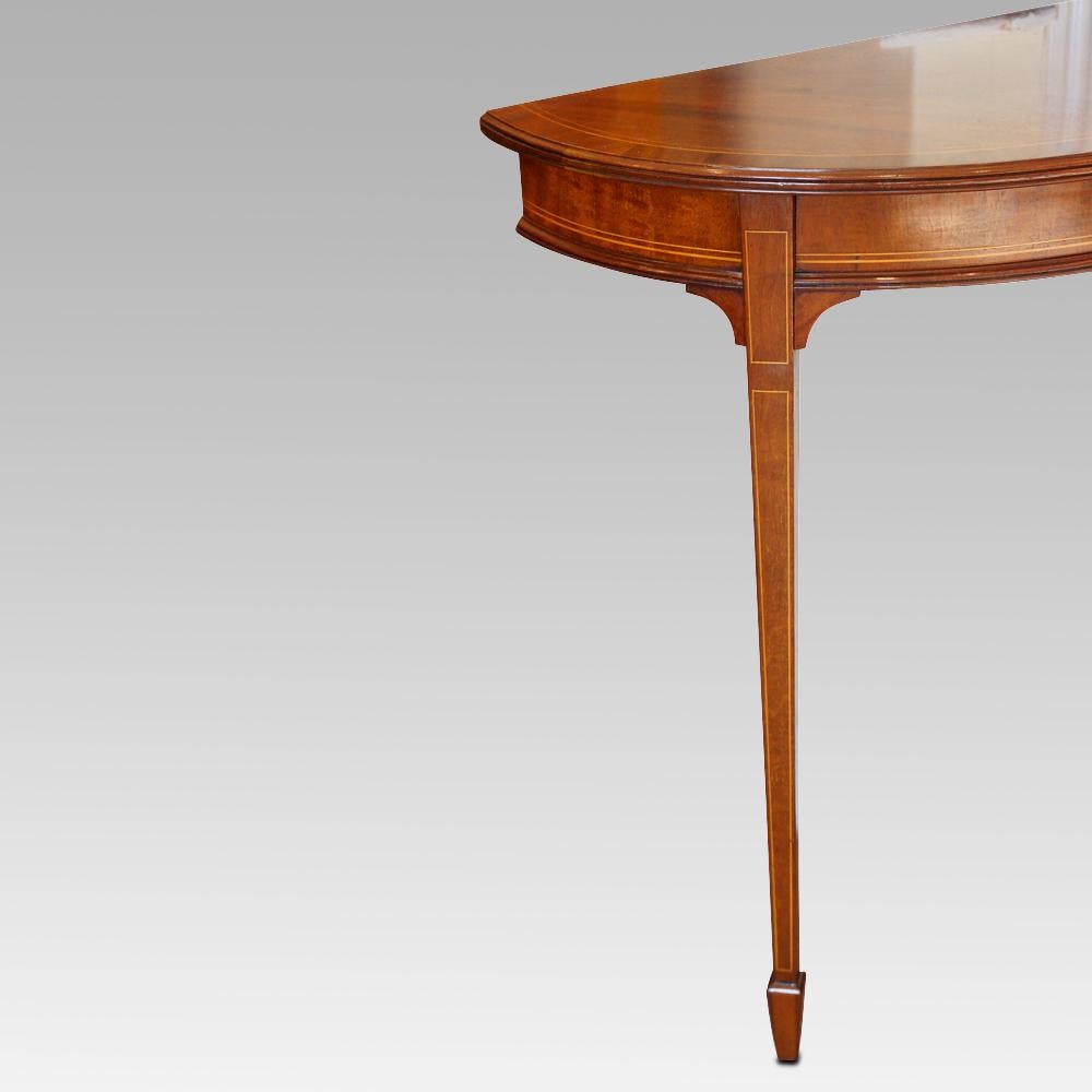 Early 20th Century Pair of Edwardian Mahogany Demilune Tables