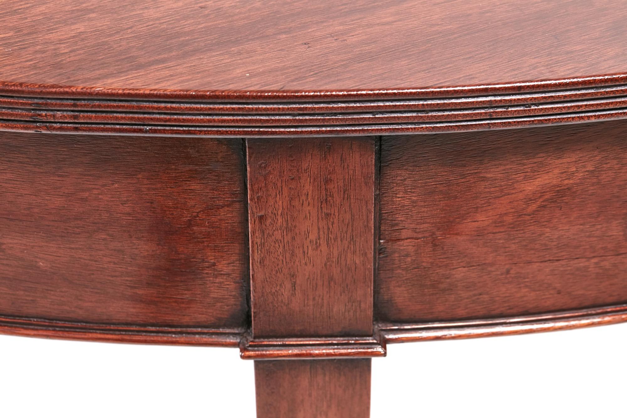 European Pair of Edwardian Mahogany Demilune Console Tables