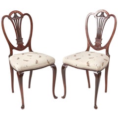 Vintage Pair of Edwardian Mahogany Inlaid Side Chairs