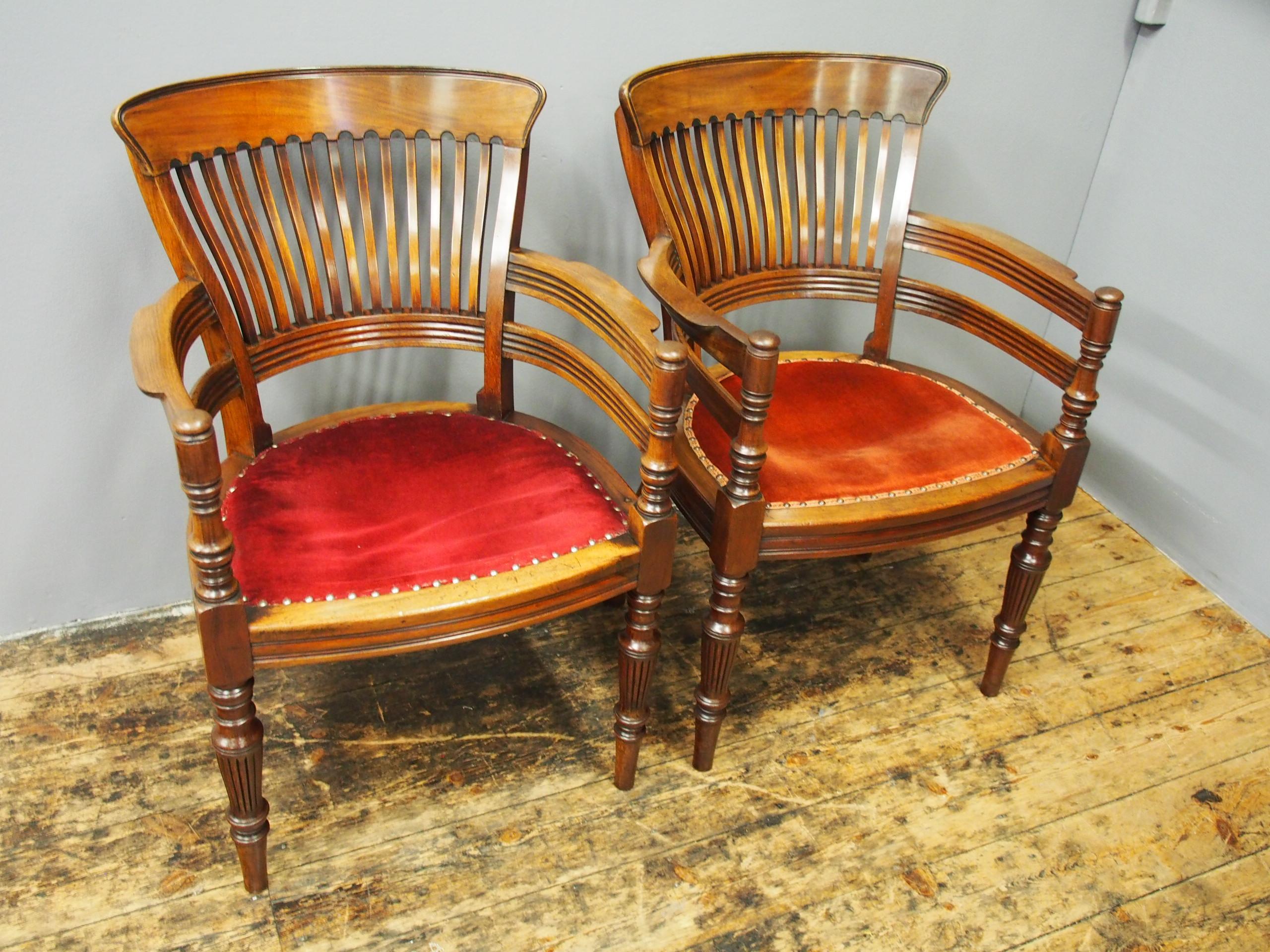 Early 20th Century Pair of Edwardian Mahogany Office Chairs