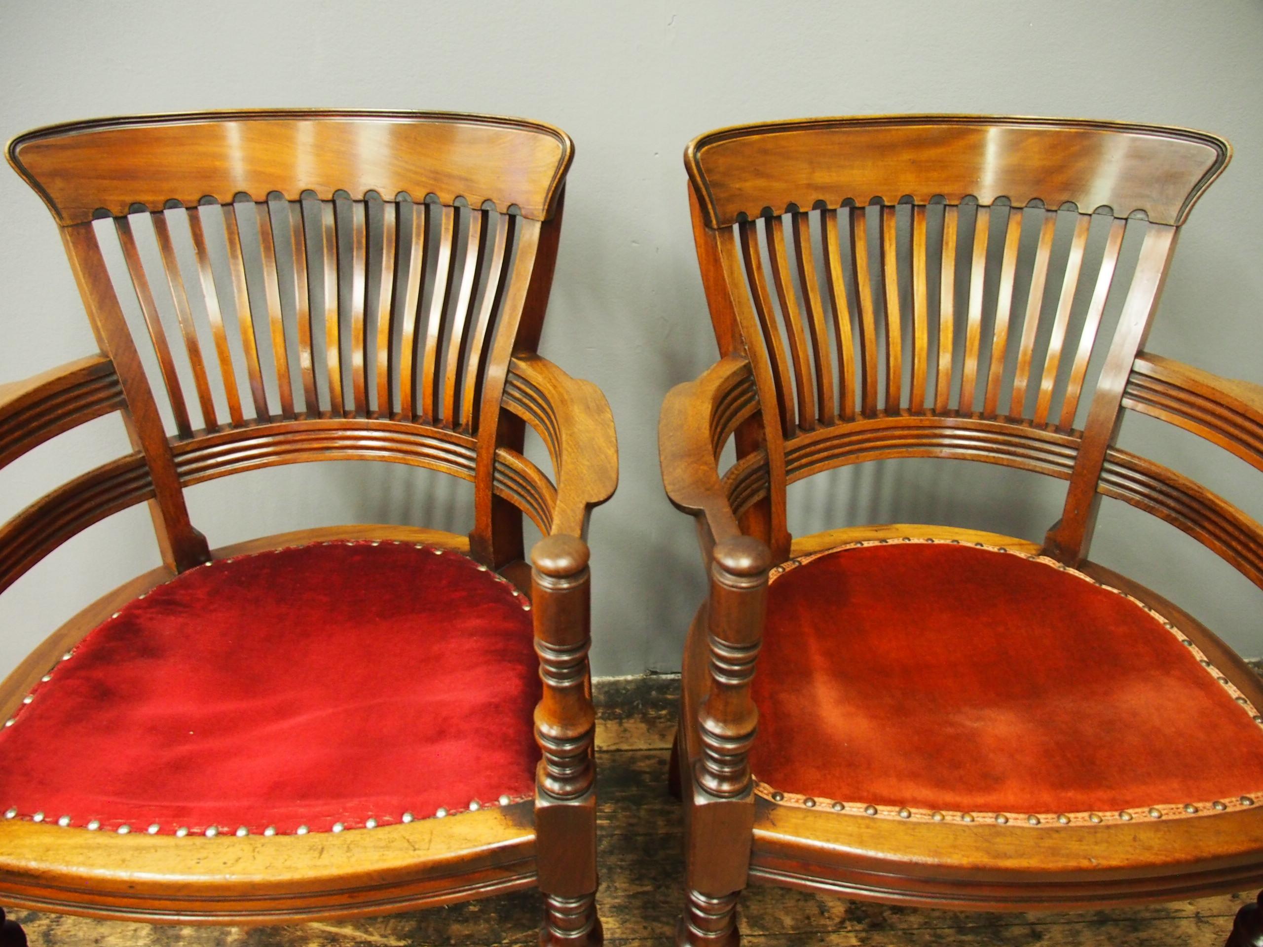 Pair of Edwardian Mahogany Office Chairs 3