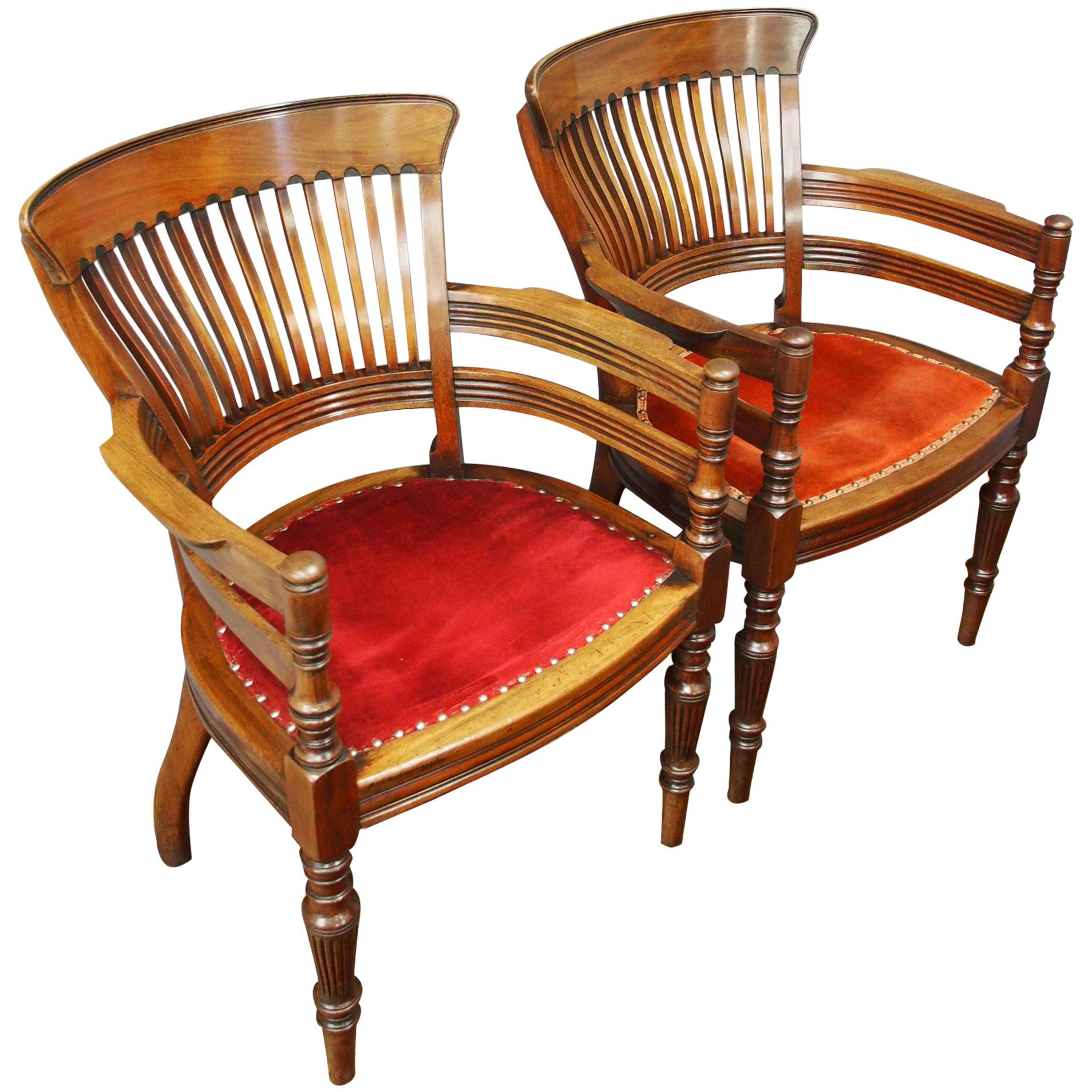 Pair of Edwardian Mahogany Office Chairs
