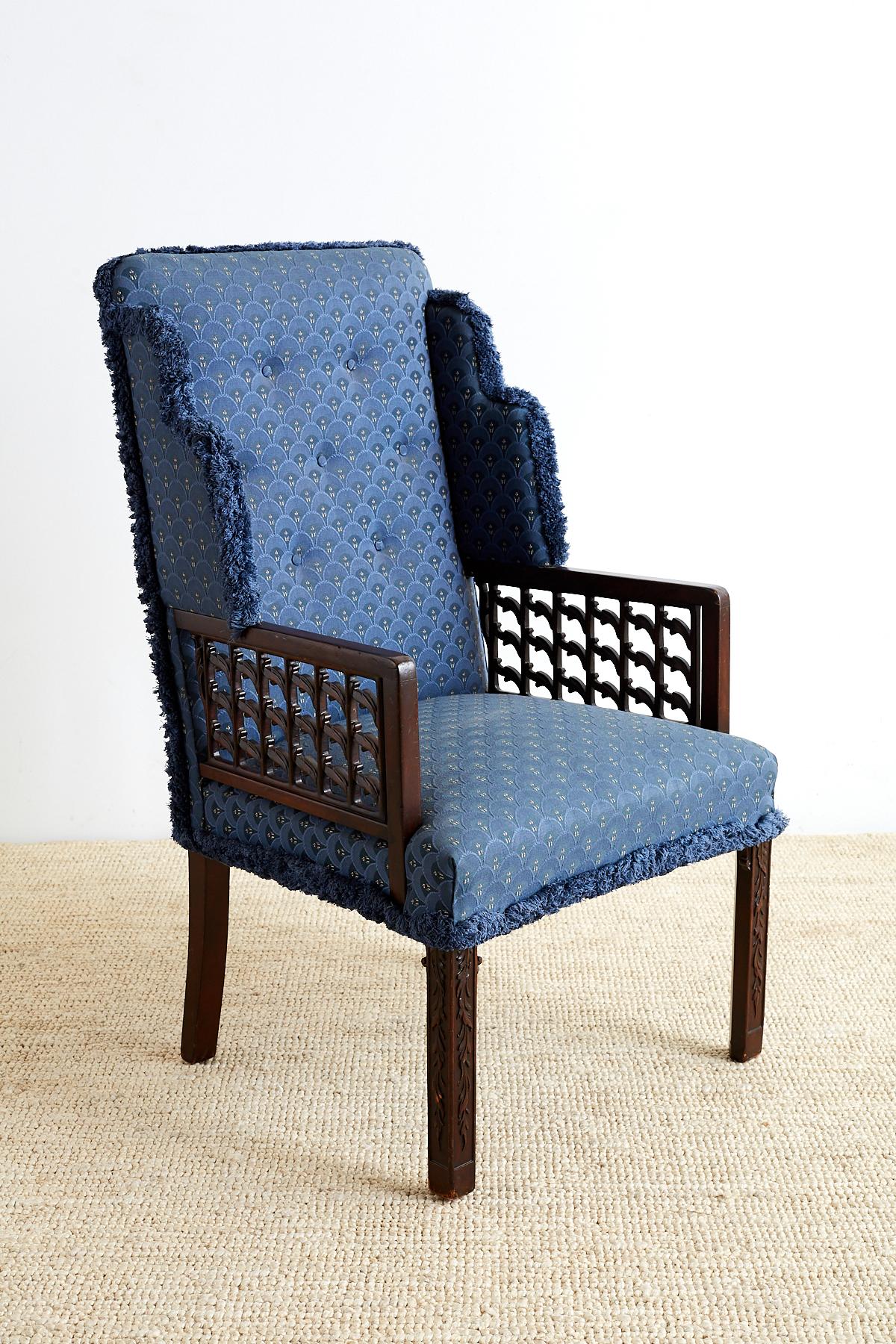English Pair of Edwardian Mahogany Wingback Chairs