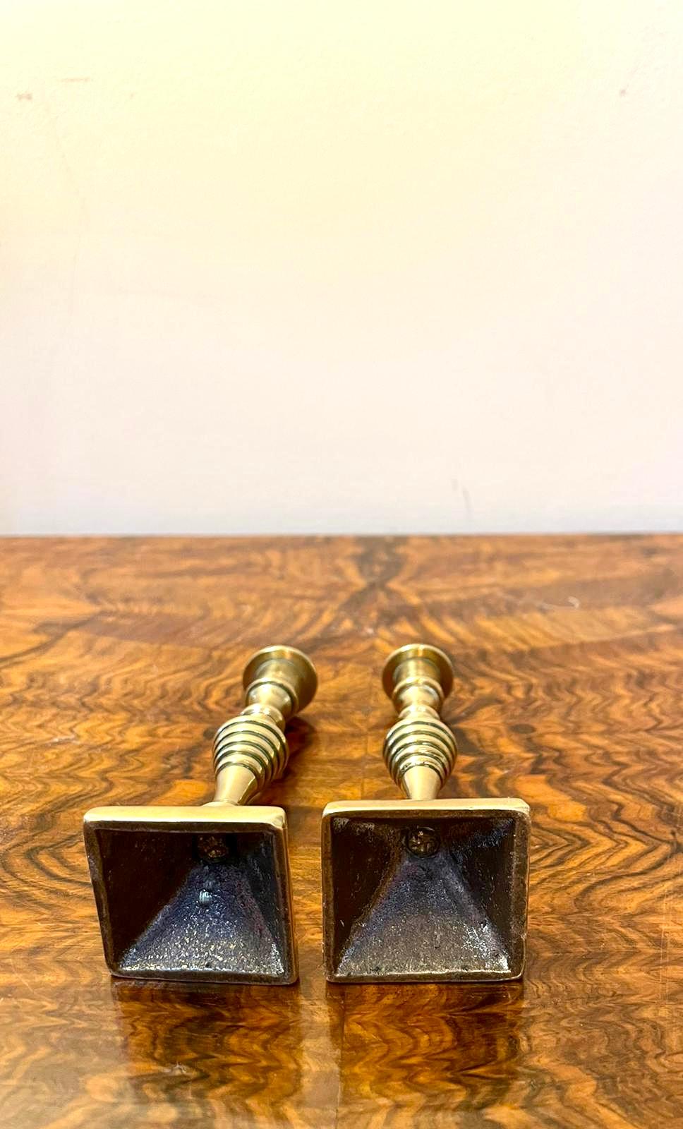 Early 20th Century  Pair of Edwardian Miniature Brass Candlesticks