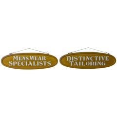 Pair of Edwardian Oak Framed Tailors Signs