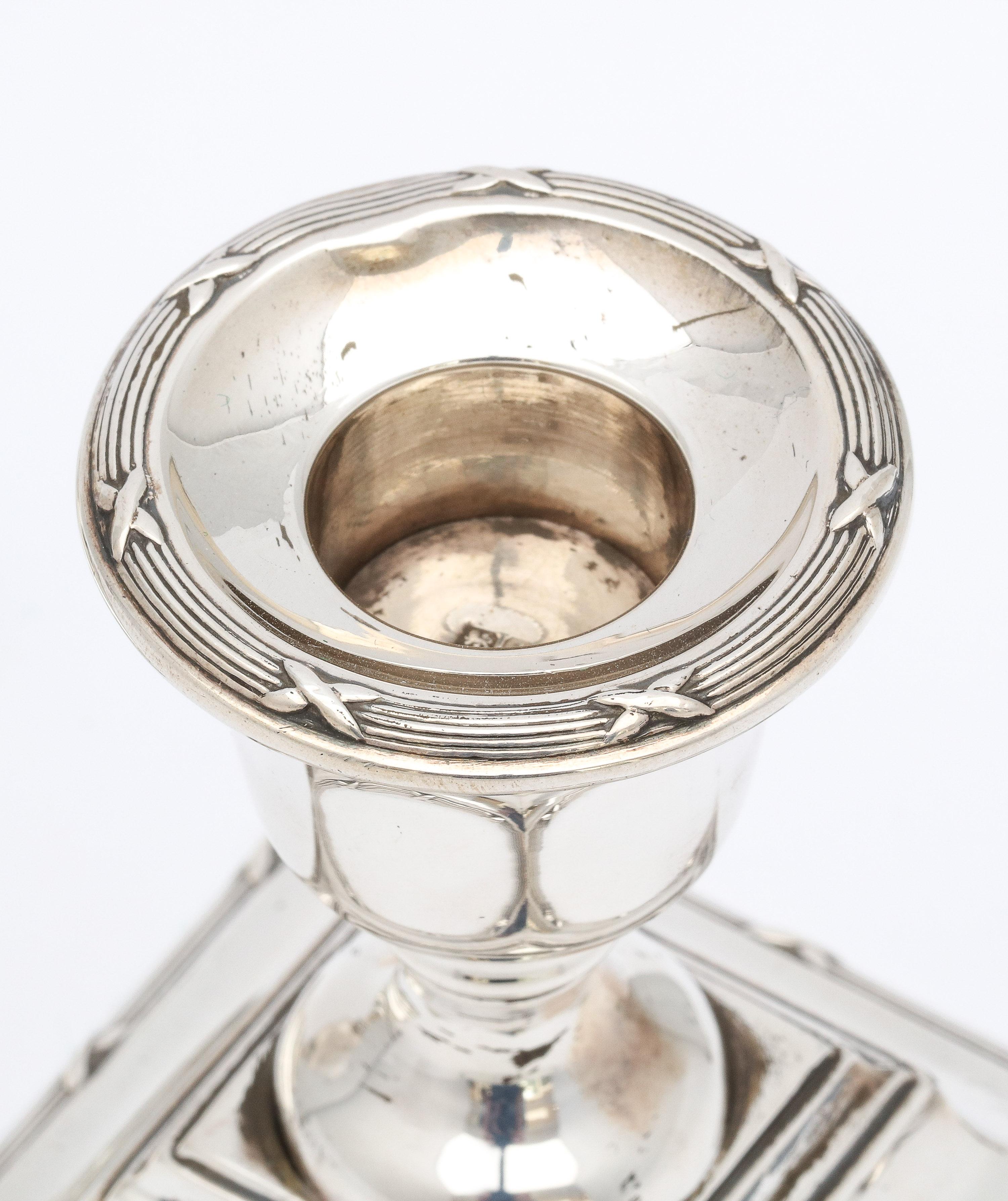 Pair of Edwardian Period Sterling Silver Adams-Style Candlesticks 6