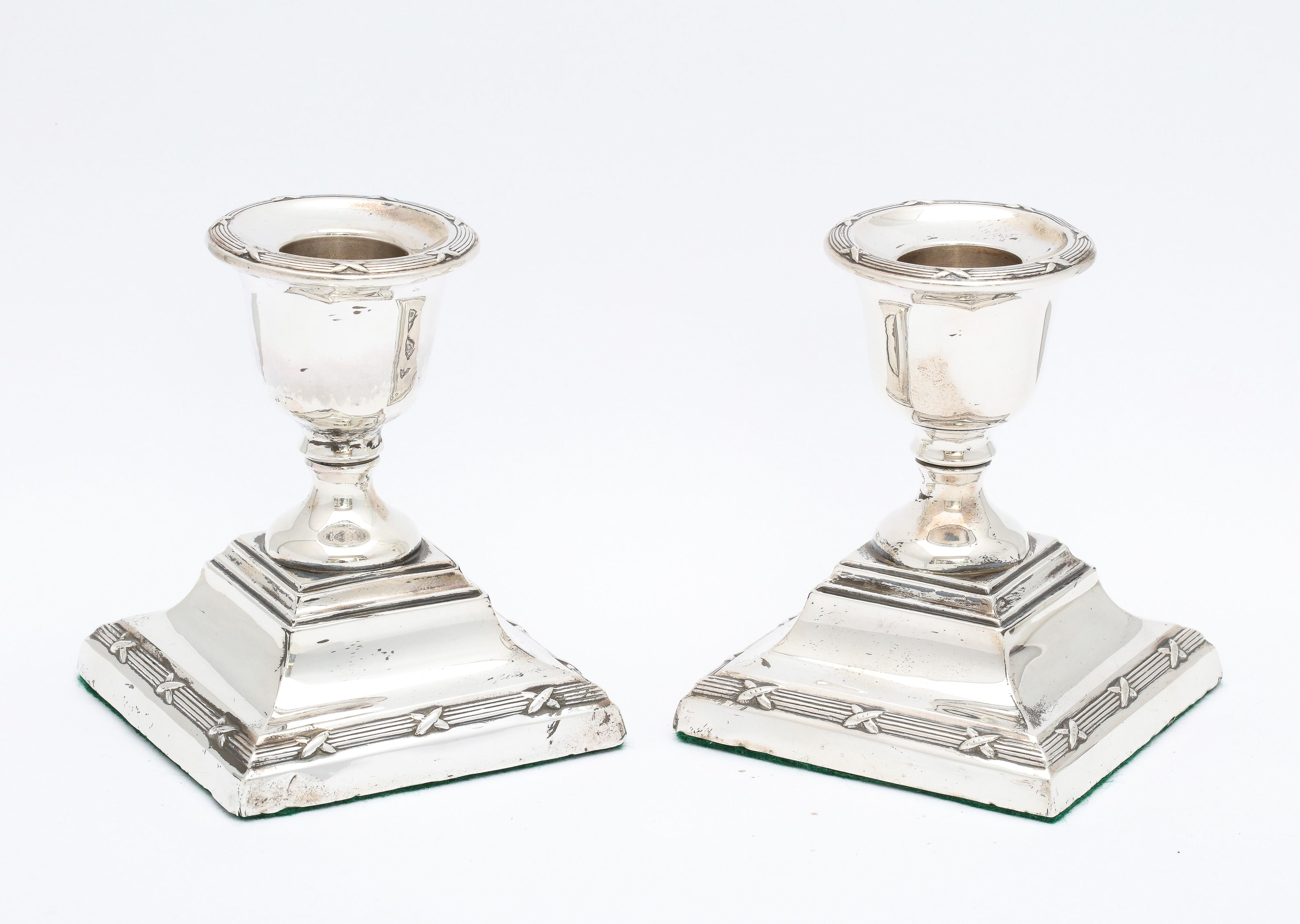 Pair of Edwardian Period Sterling Silver Adams-Style Candlesticks 10