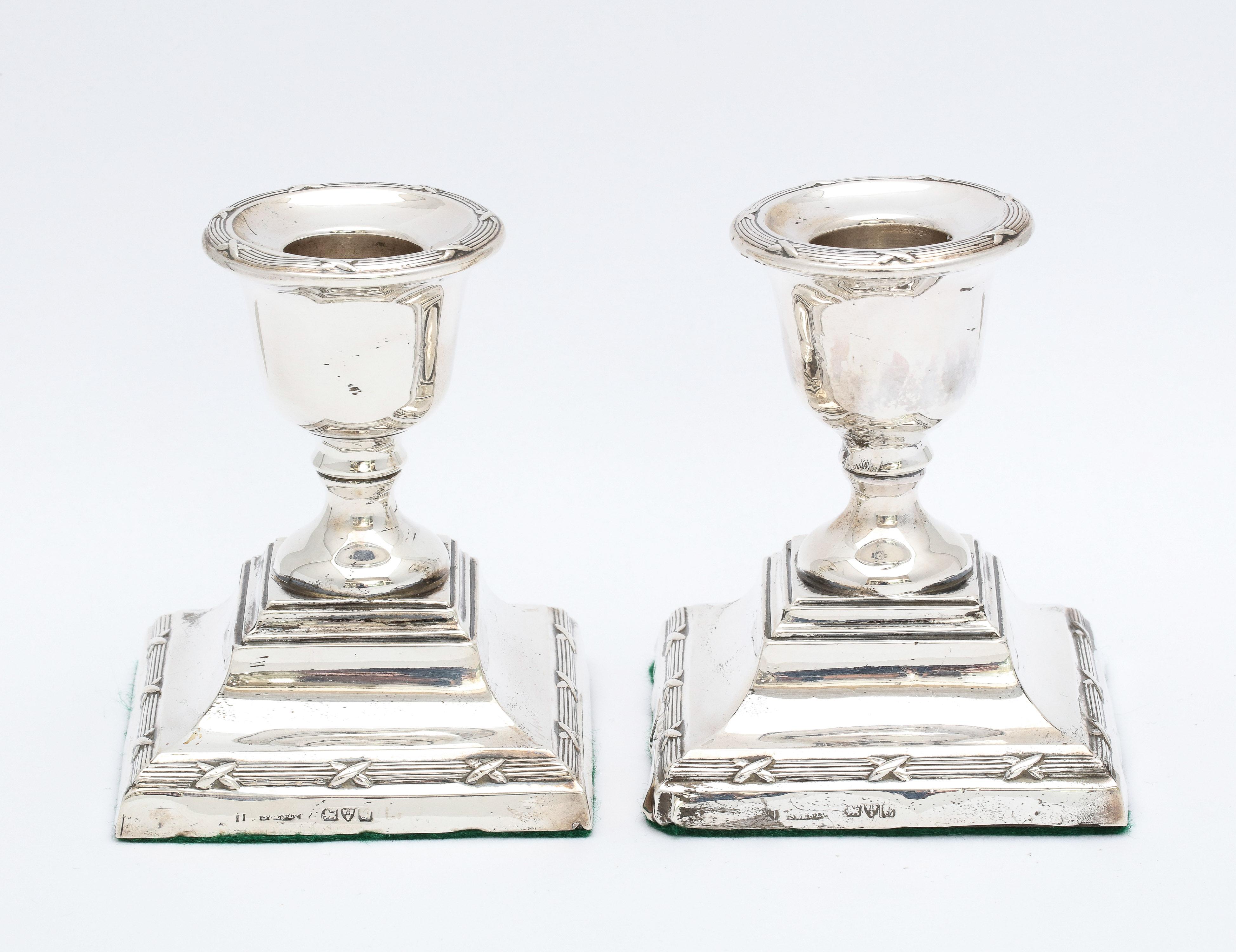 Pair of Edwardian Period Sterling Silver Adams-Style Candlesticks 1