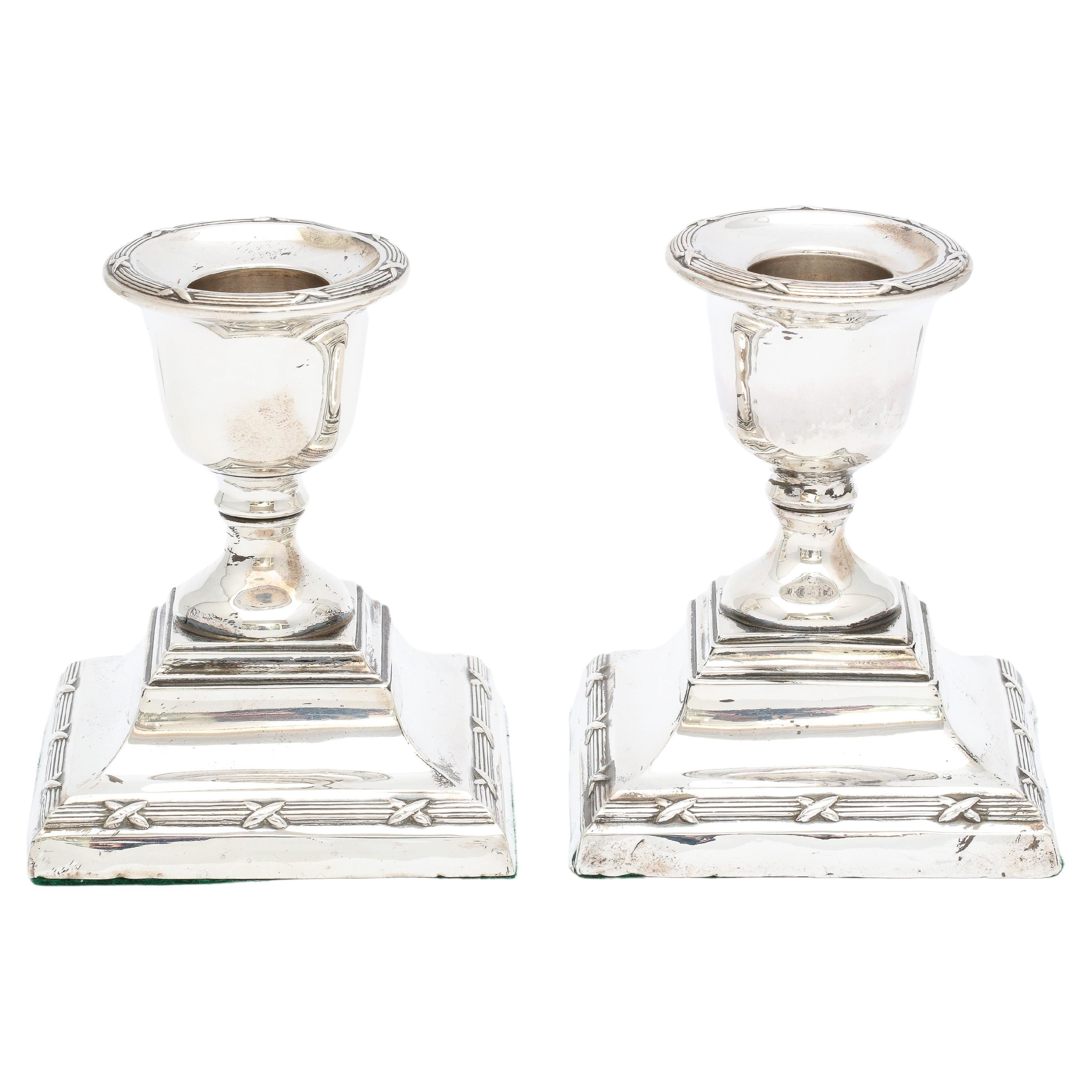 Pair of Edwardian Period Sterling Silver Adams-Style Candlesticks