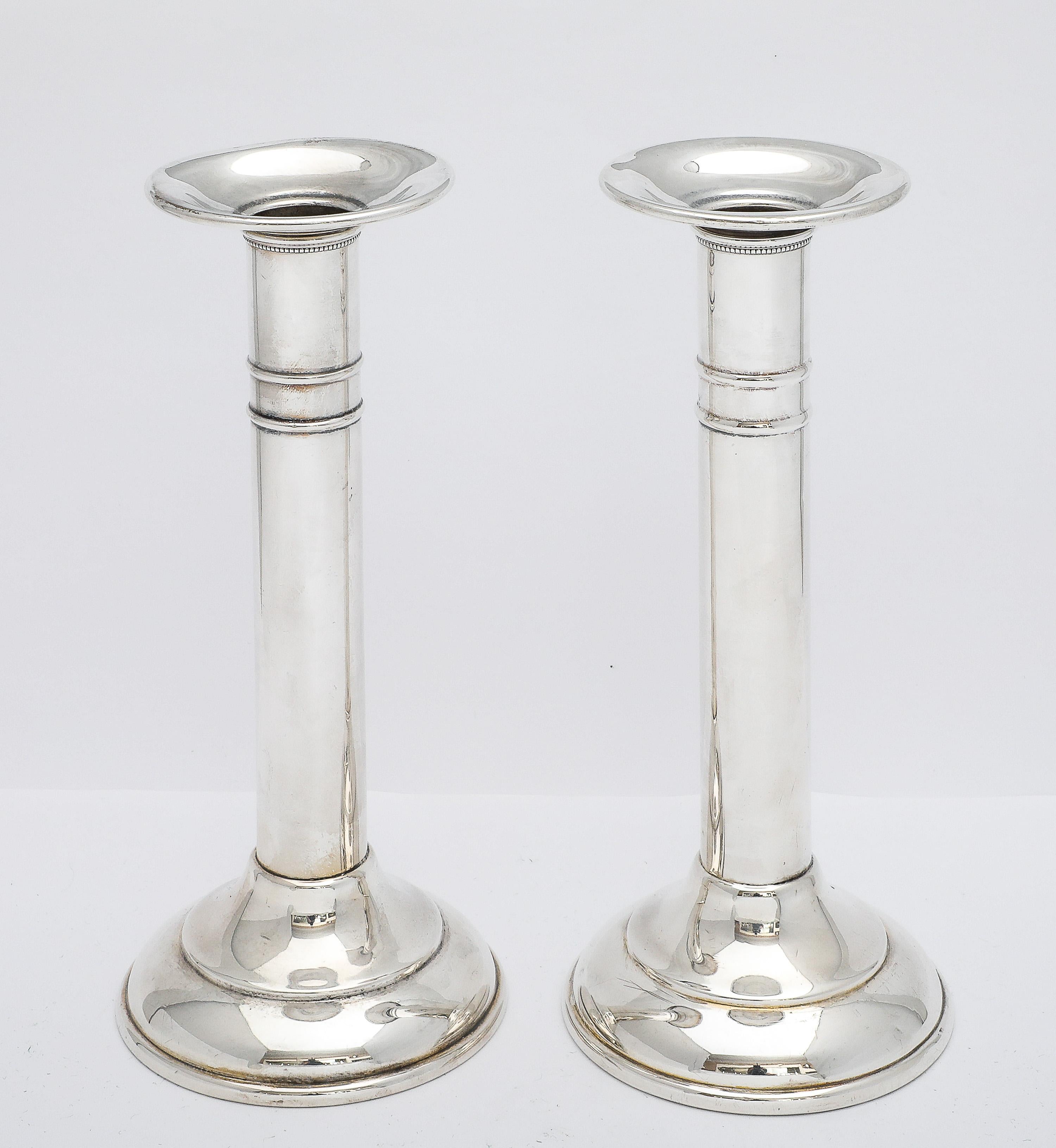 Pair of Edwardian Period Sterling Silver Candlesticks For Sale 7