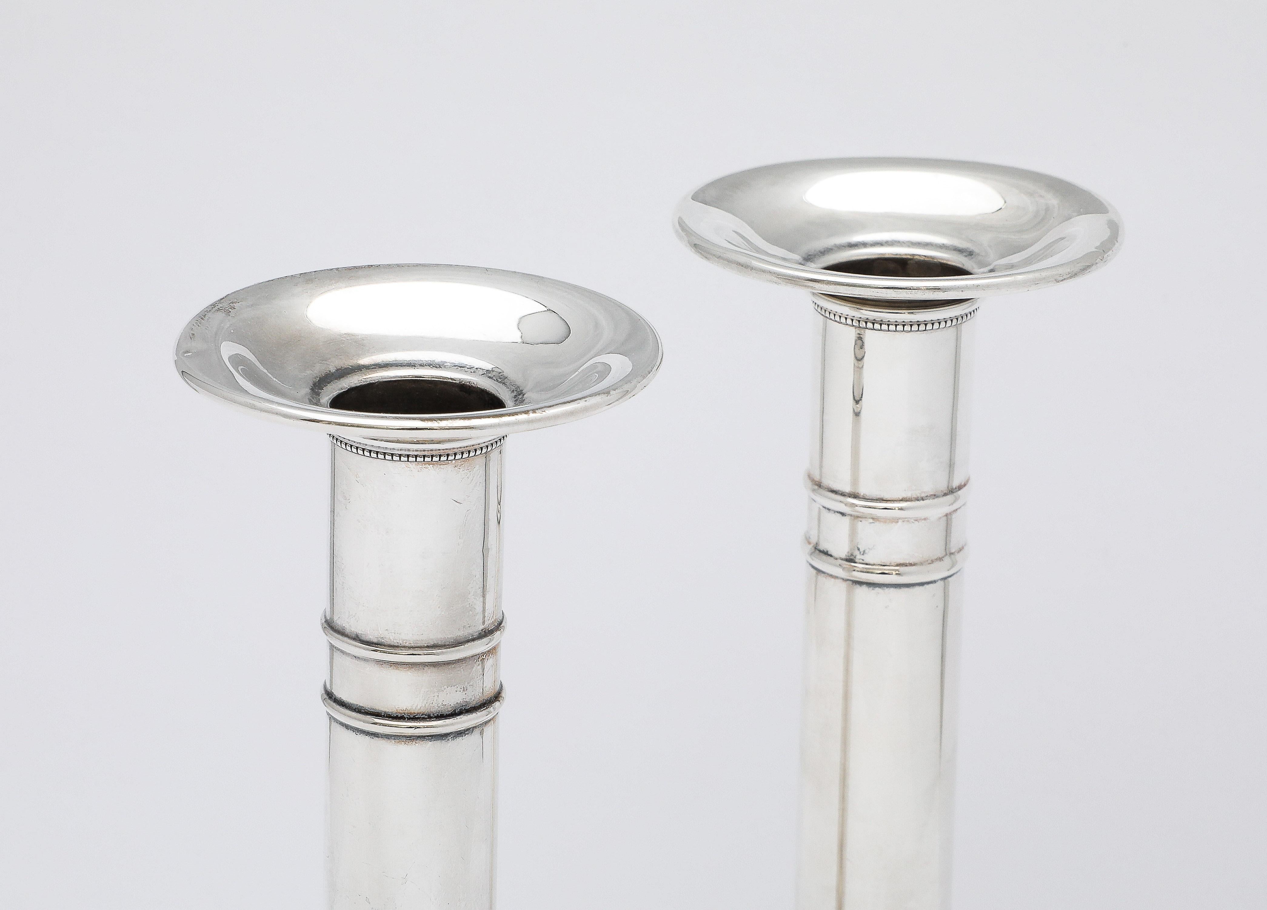 Pair of Edwardian Period Sterling Silver Candlesticks For Sale 11