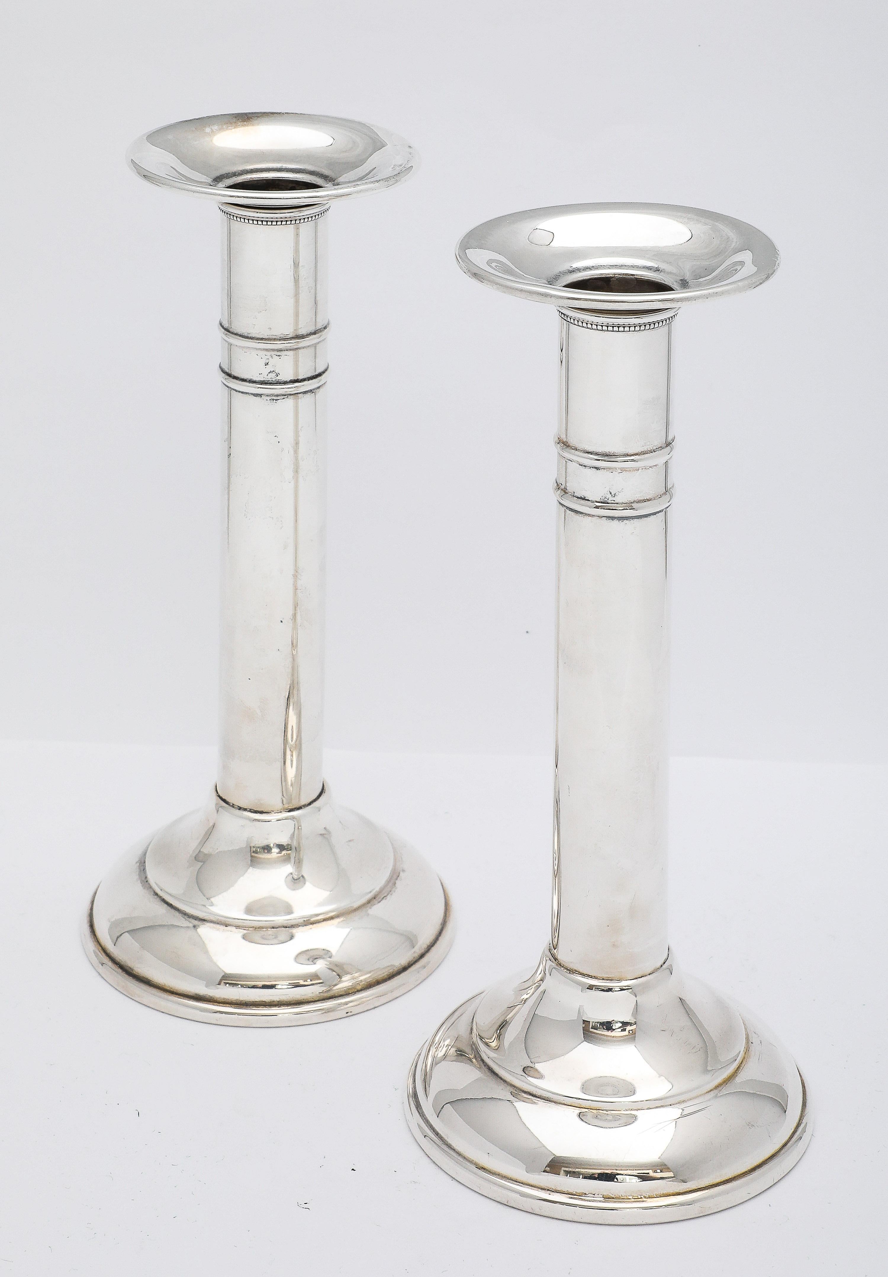 Pair of Edwardian Period Sterling Silver Candlesticks For Sale 4