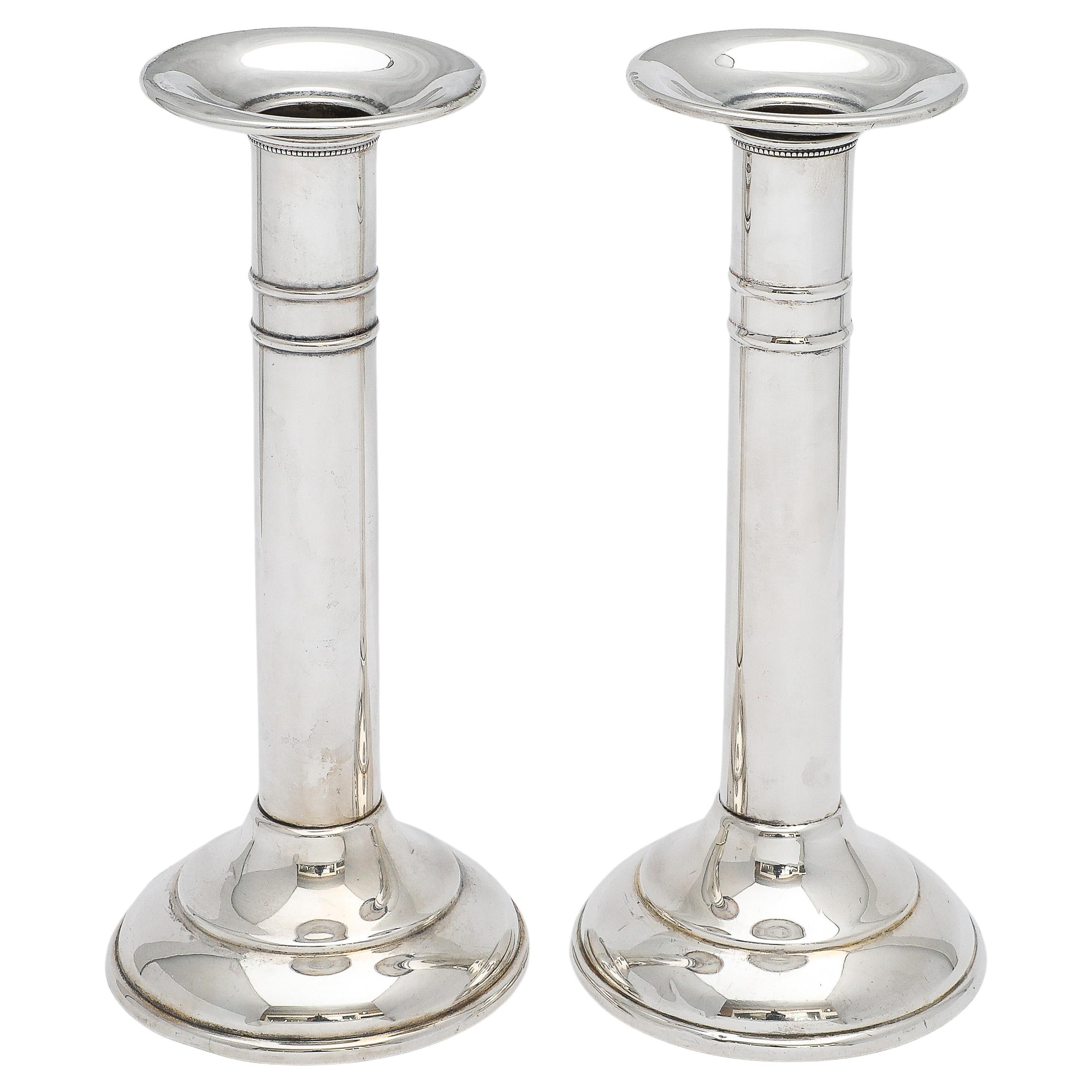 Pair of Edwardian Period Sterling Silver Candlesticks For Sale