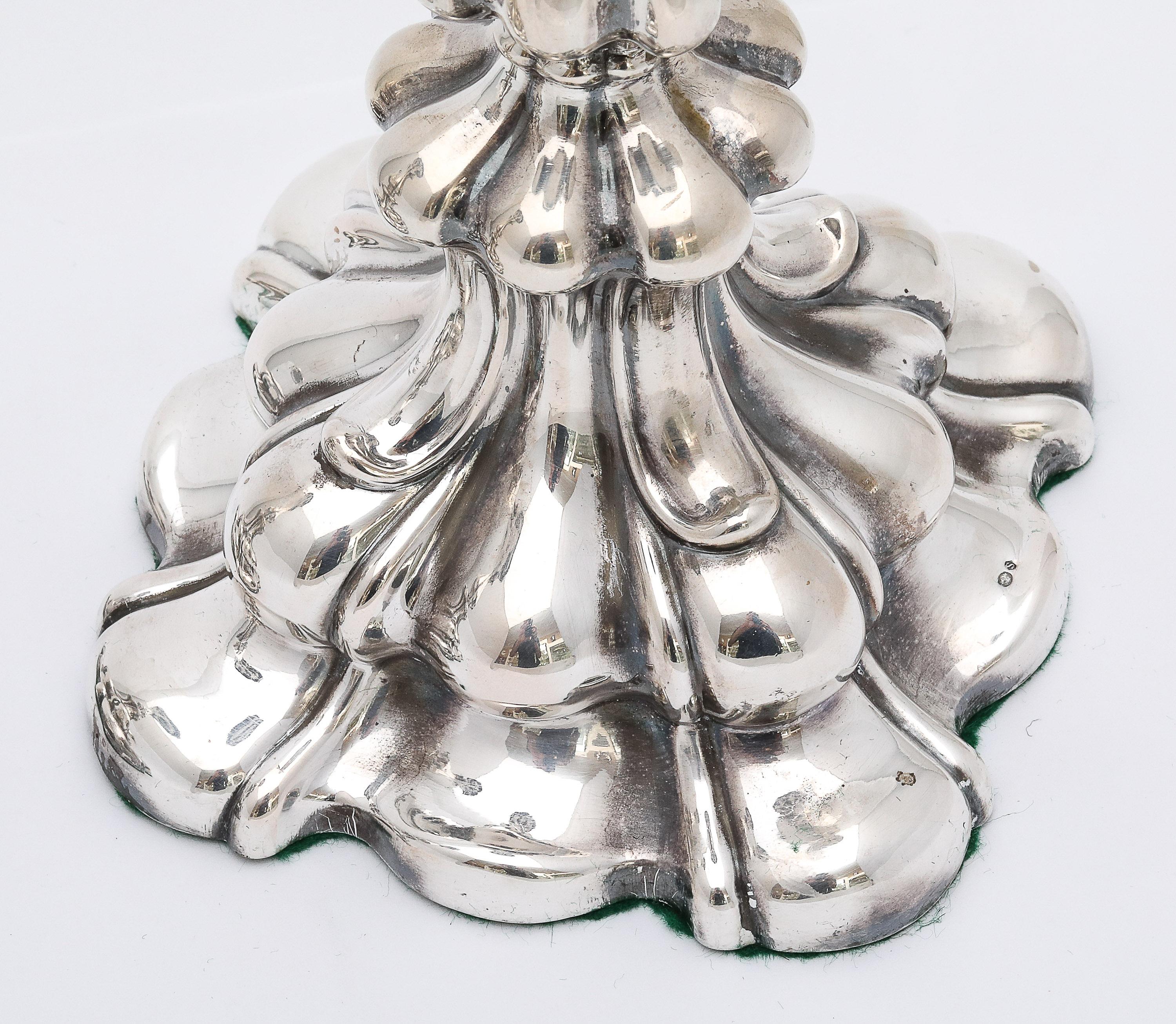 Pair of Edwardian Period Swedish Continental Silver (.830) Sabbath Candlesticks For Sale 5