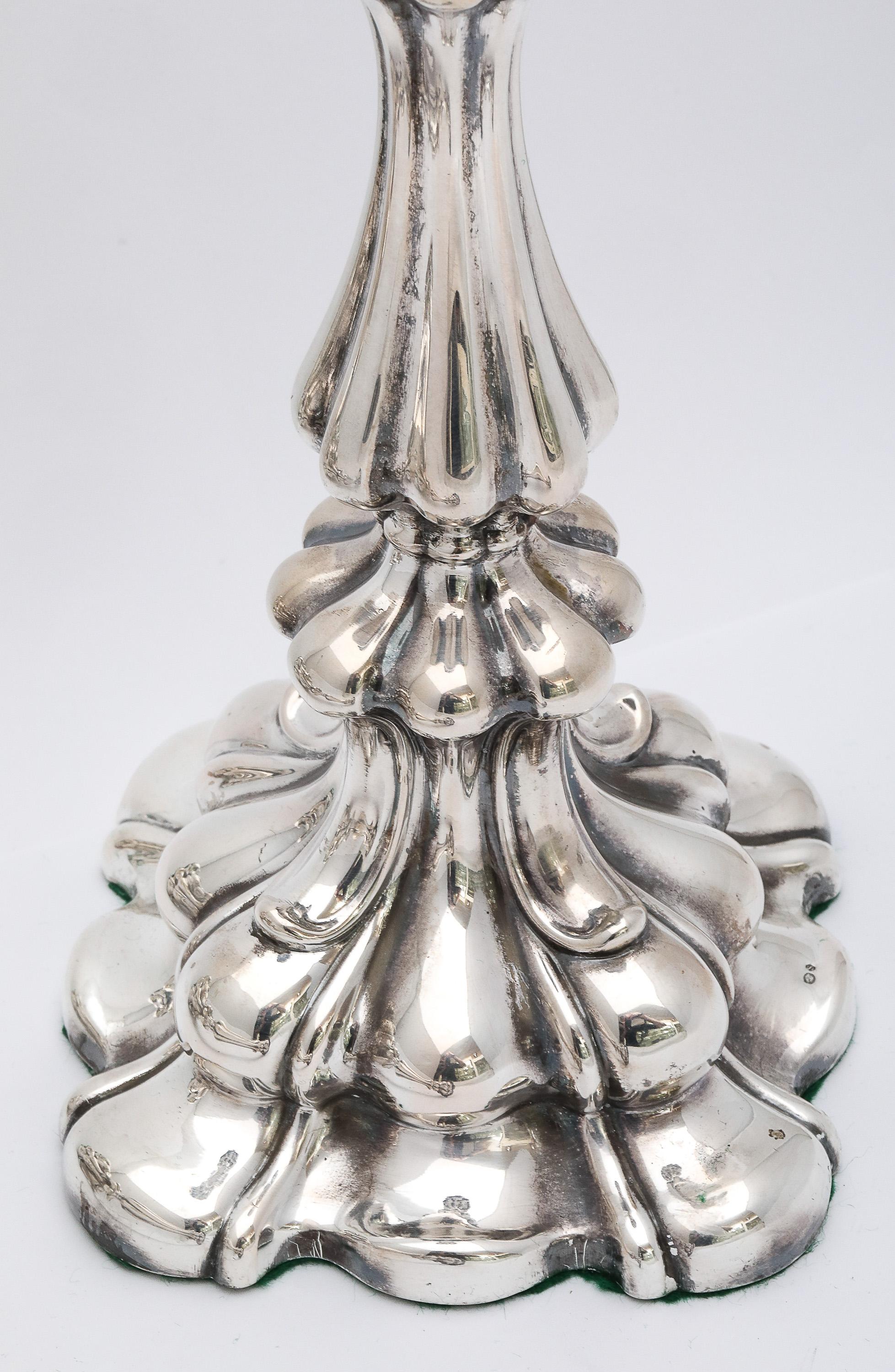 Pair of Edwardian Period Swedish Continental Silver (.830) Sabbath Candlesticks For Sale 9