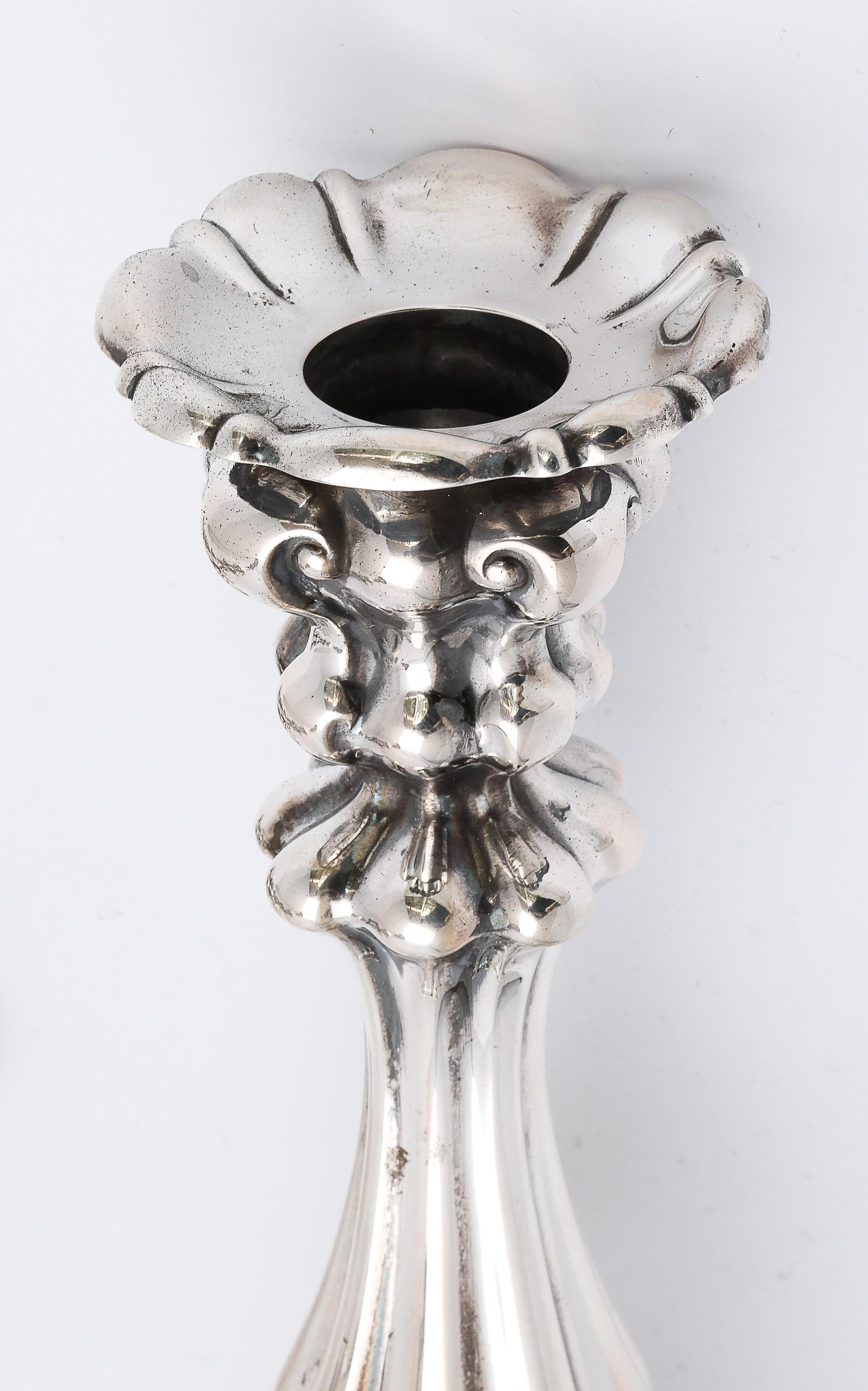 Pair of Edwardian Period Swedish Continental Silver (.830) Sabbath Candlesticks For Sale 10