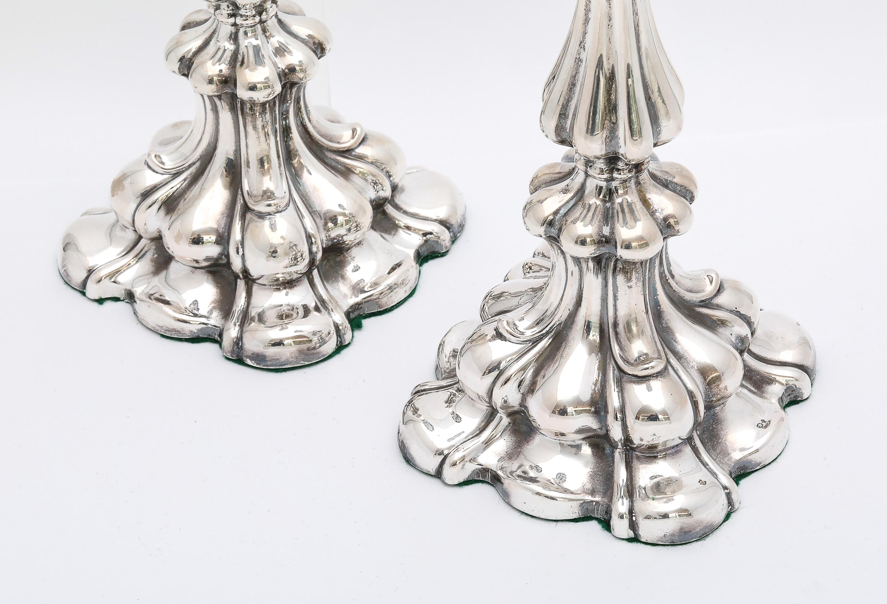 Pair of Edwardian Period Swedish Continental Silver (.830) Sabbath Candlesticks For Sale 13