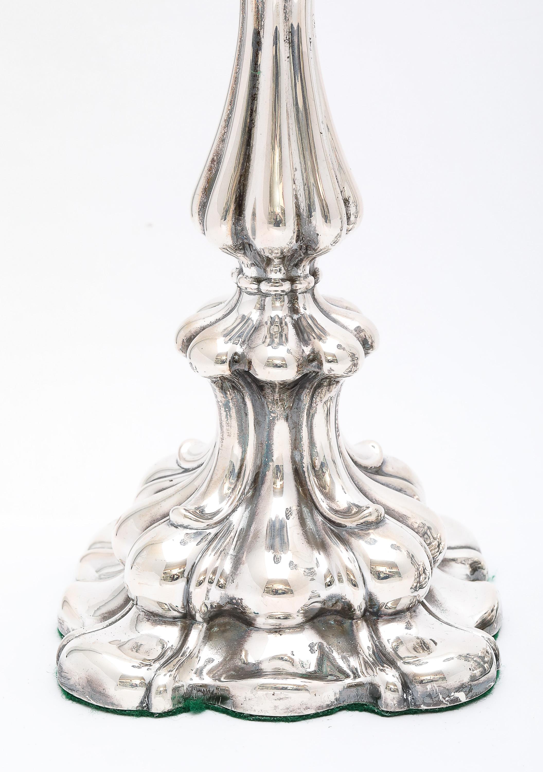 Felt Pair of Edwardian Period Swedish Continental Silver (.830) Sabbath Candlesticks For Sale