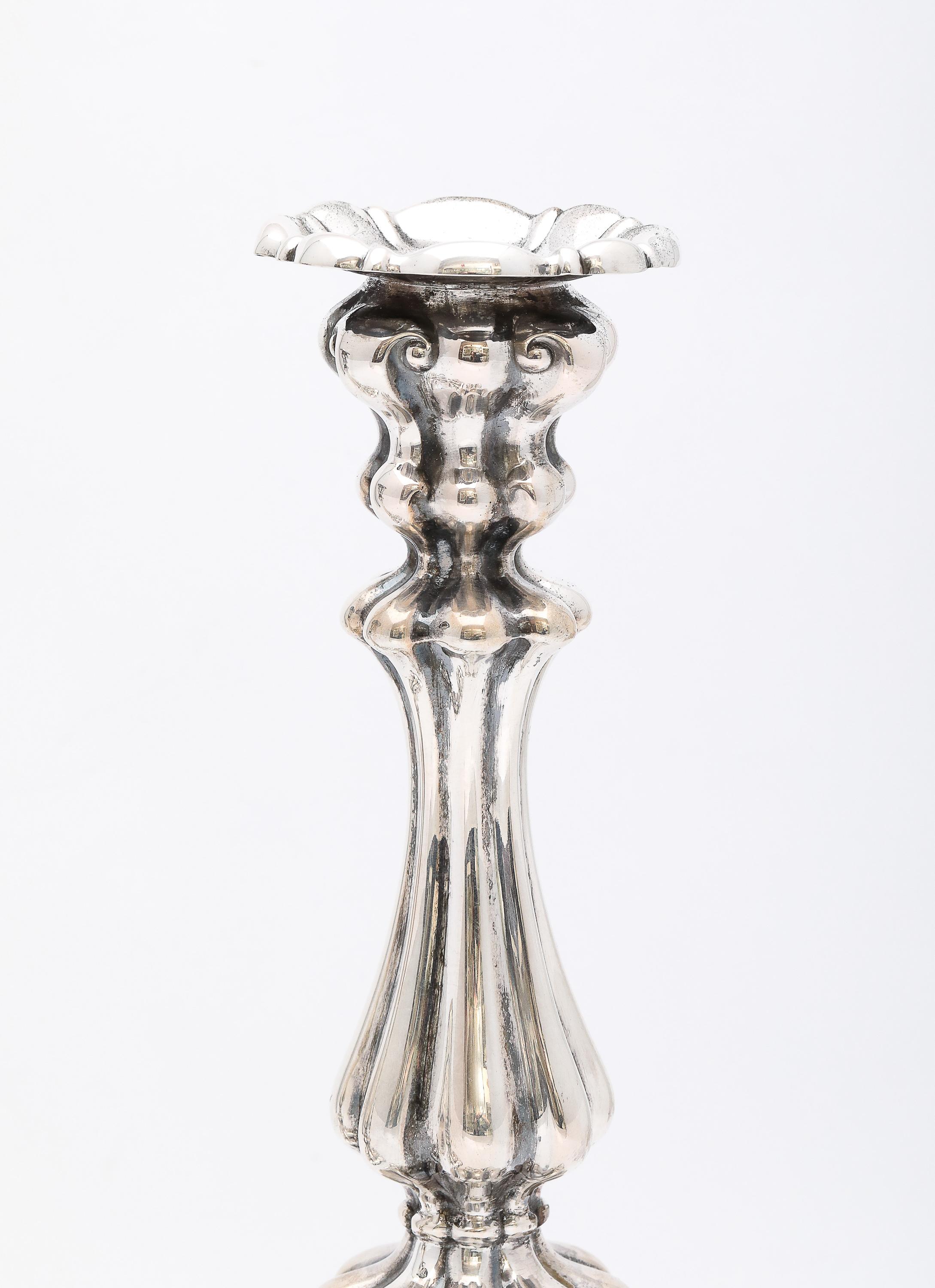 Pair of Edwardian Period Swedish Continental Silver (.830) Sabbath Candlesticks For Sale 1