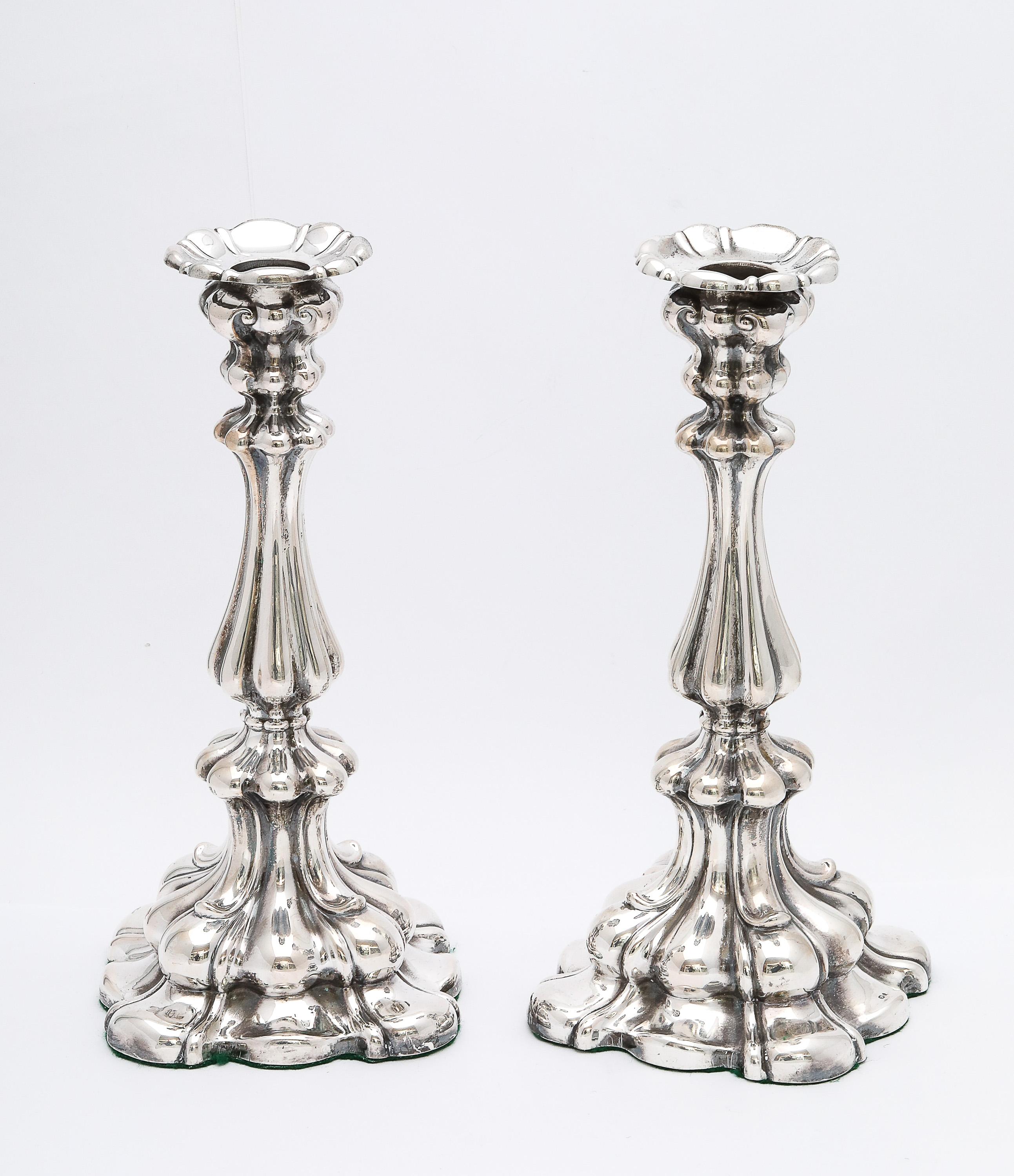 Pair of Edwardian Period Swedish Continental Silver (.830) Sabbath Candlesticks For Sale 2
