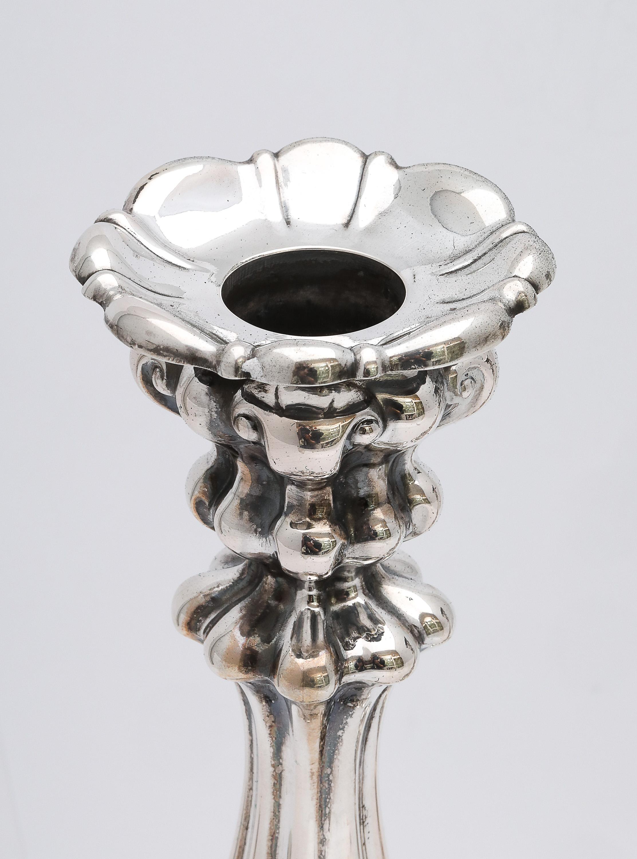 Pair of Edwardian Period Swedish Continental Silver (.830) Sabbath Candlesticks For Sale 3
