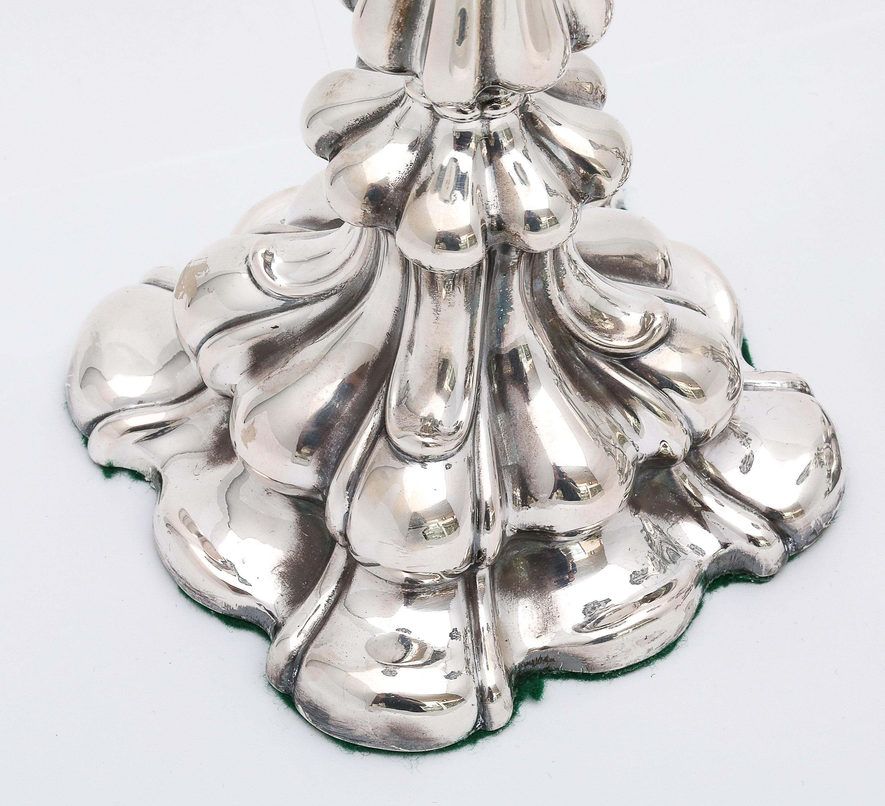 Pair of Edwardian Period Swedish Continental Silver (.830) Sabbath Candlesticks For Sale 4