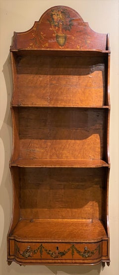 Pair of Edwardian Polychrome Maple Wall Shelves from David Rockefeller Estate