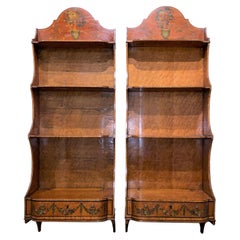 Antique Pair of Edwardian Polychrome Maple Wall Shelves from David Rockefeller Estate