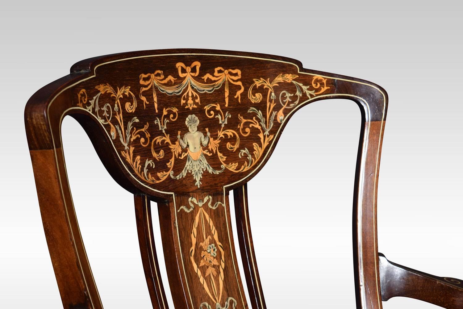 British Pair of Inlaid Armchairs For Sale