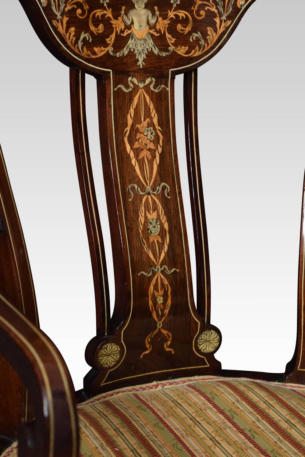 Pair of Inlaid Armchairs In Good Condition For Sale In Cheshire, GB