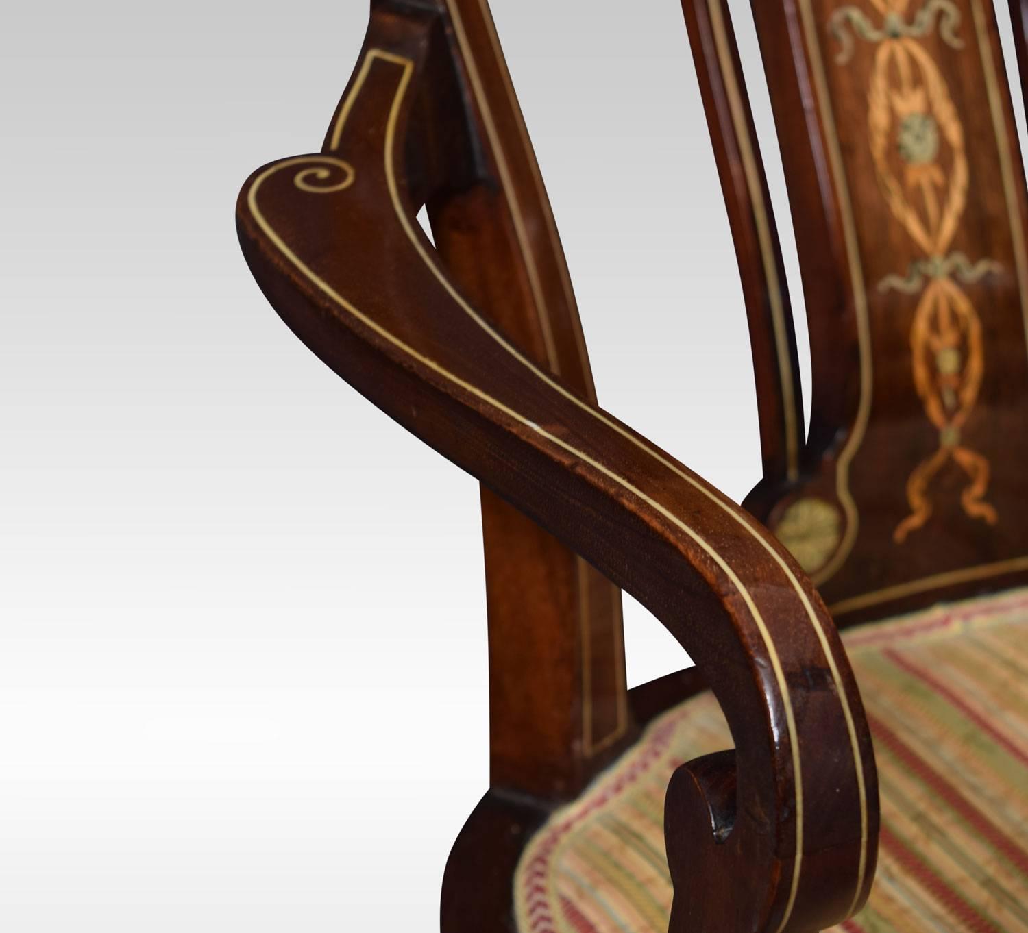 Pair of Edwardian Rosewood Inlaid Armchairs 1