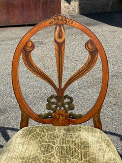 Pair of Edwardian Satinwood Adam Style Painted Side Chairs