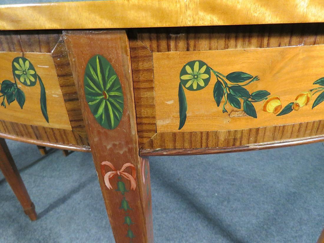 Pair of Edwardian Satinwood Paint Decorated Adams Demilune Console Tables 3