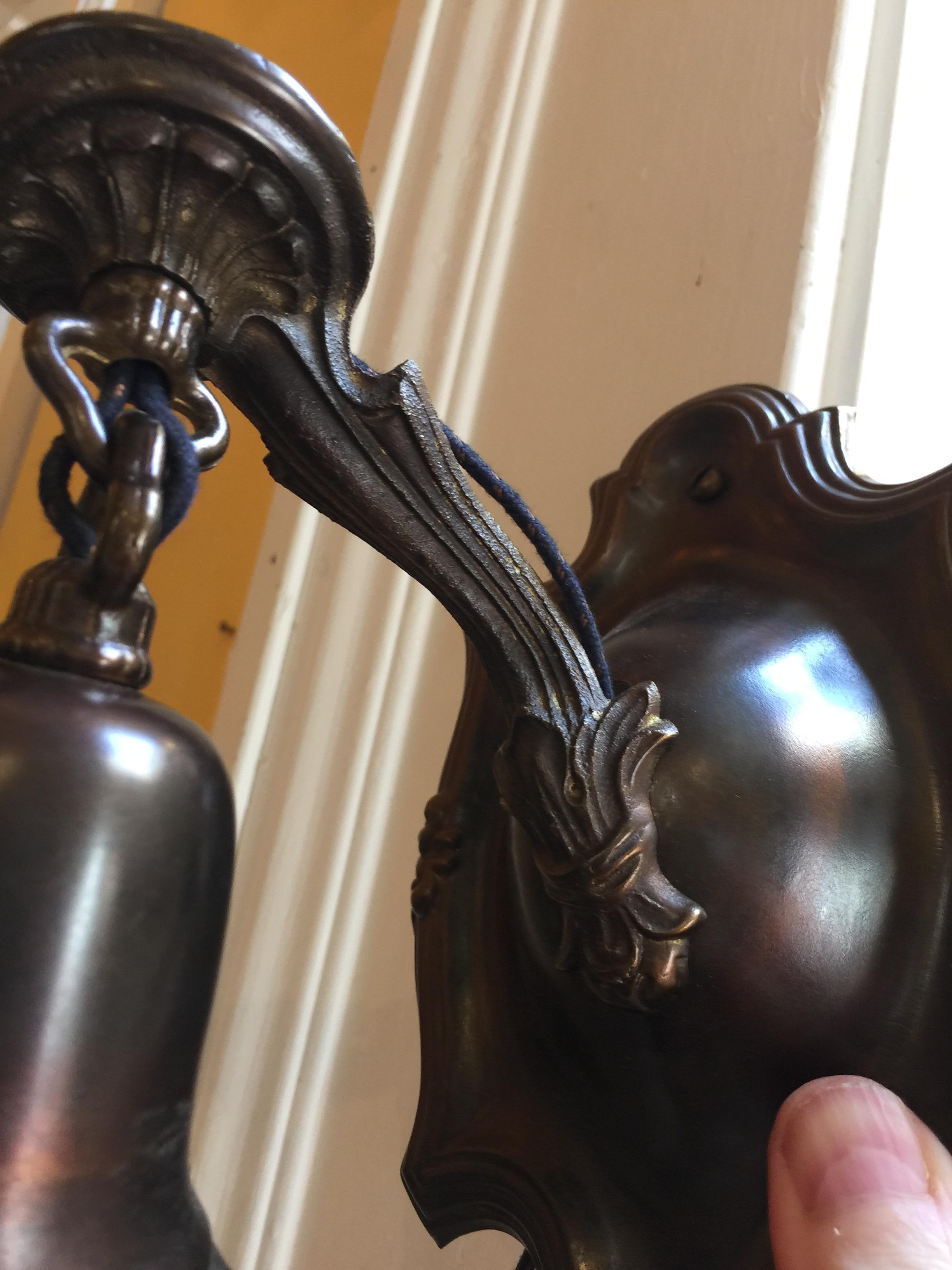 Pair of Edwardian Sconces with Vaseline Glass Shades, circa 1910 3