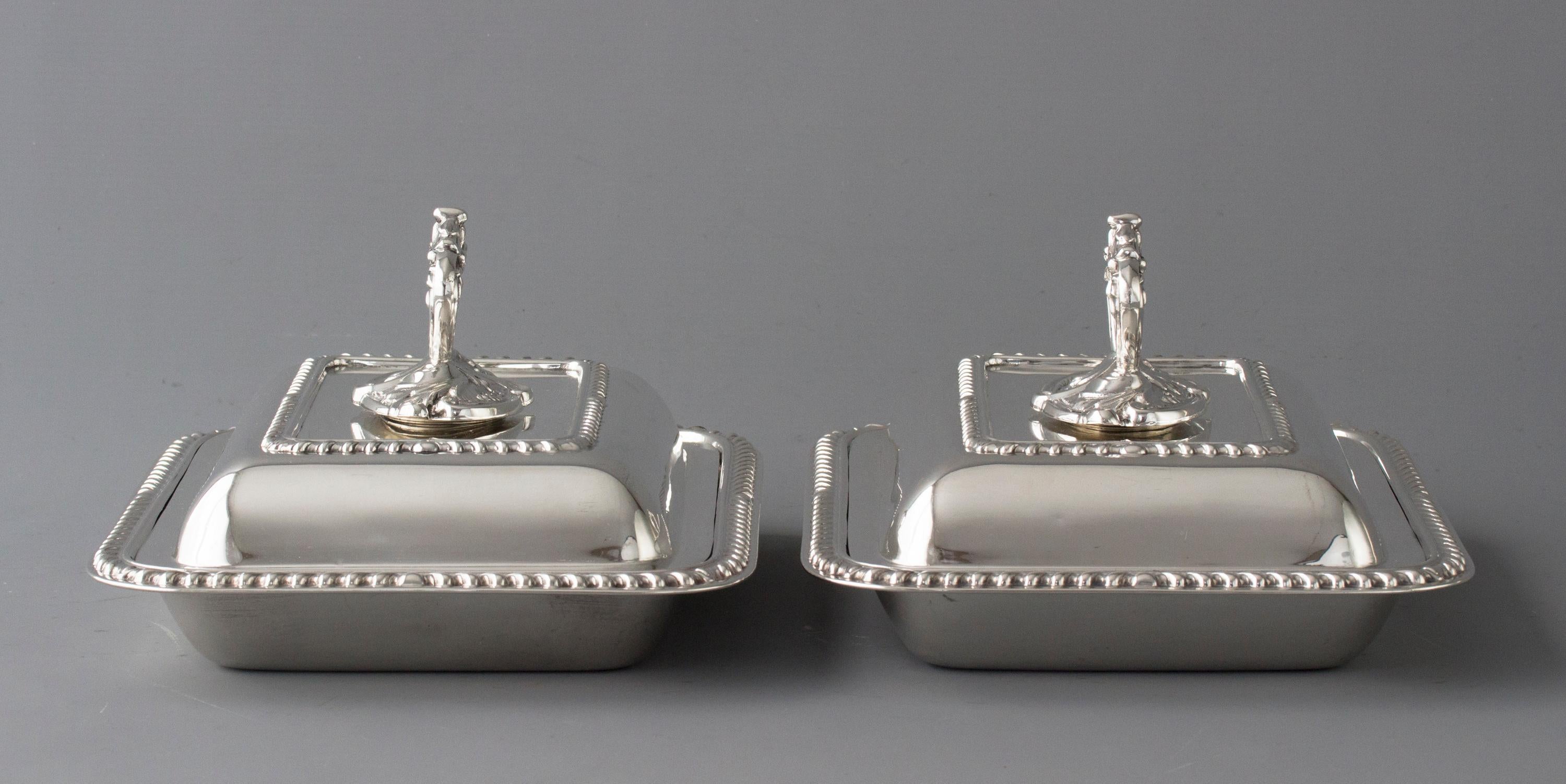 British Pair of Edwardian Silver Entree Dishes Sheffield, 1902