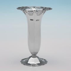 Pair of Edwardian sterling silver vases made in 1902 by Elkington & Co.