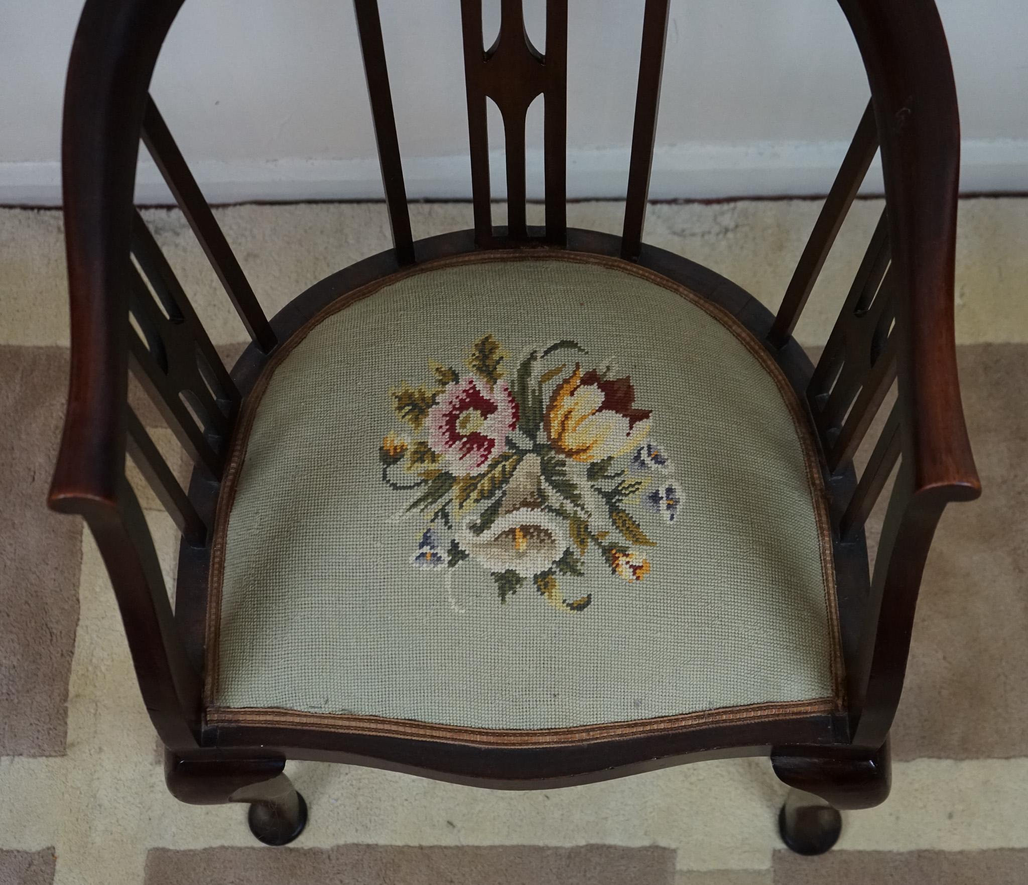 Pair of Edwardian Stick and Tub Back  Armchairs For Sale 2