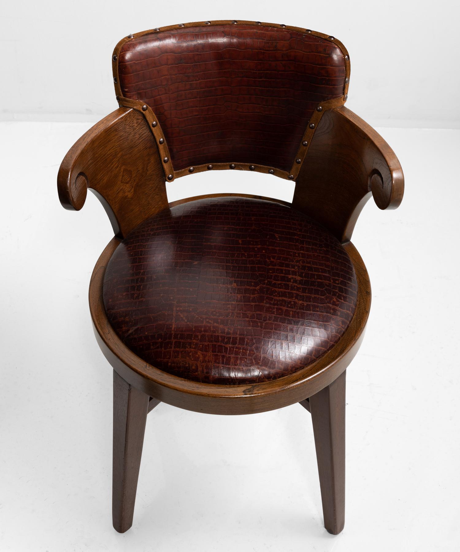Leather Pair of Edwardian Tavern Chairs