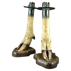 Pair of Edwardian Taxidermy Candlesticks