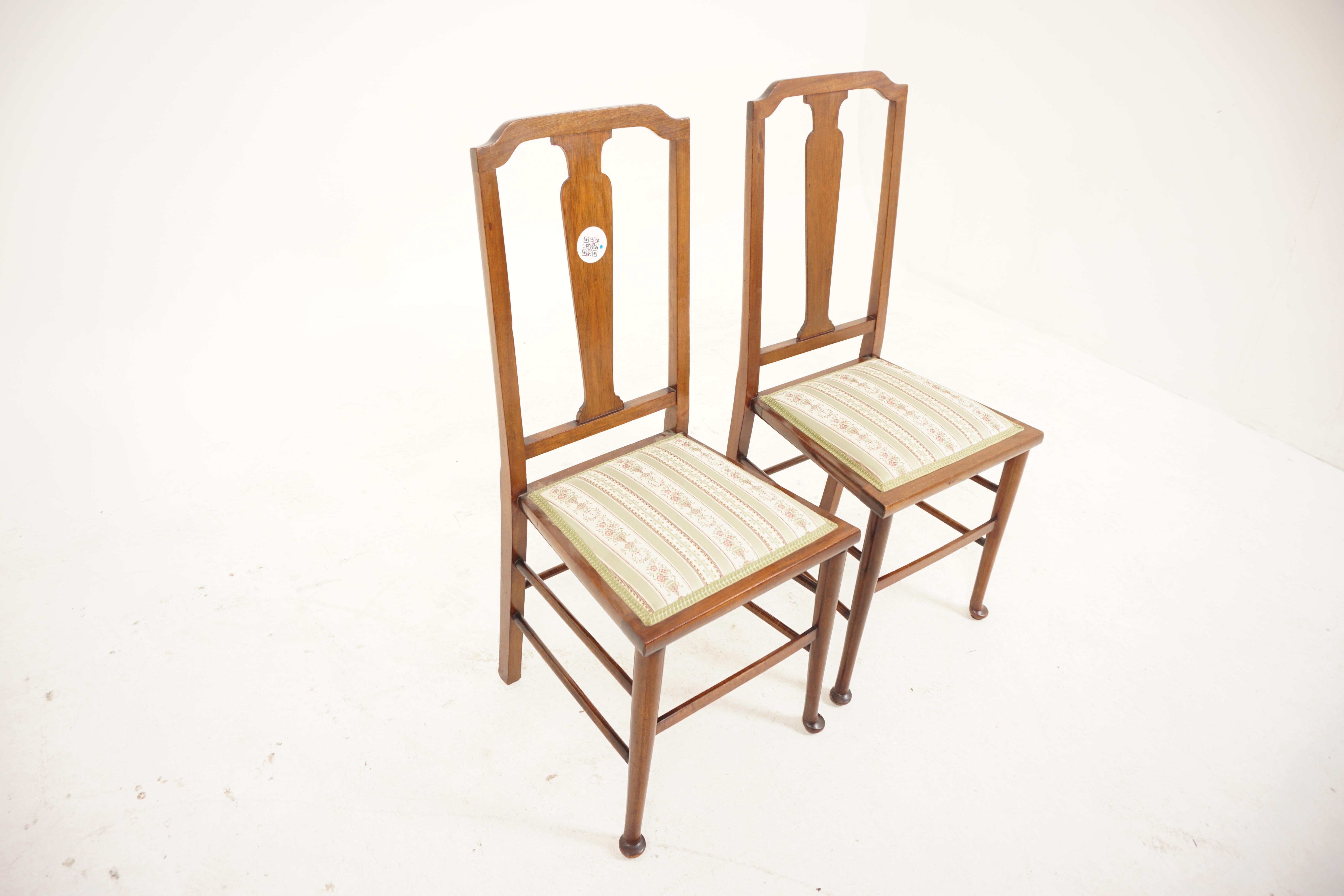 Victorian Pair of Edwardian Walnut Bedroom Chairs, Scotland 1910, H067 For Sale