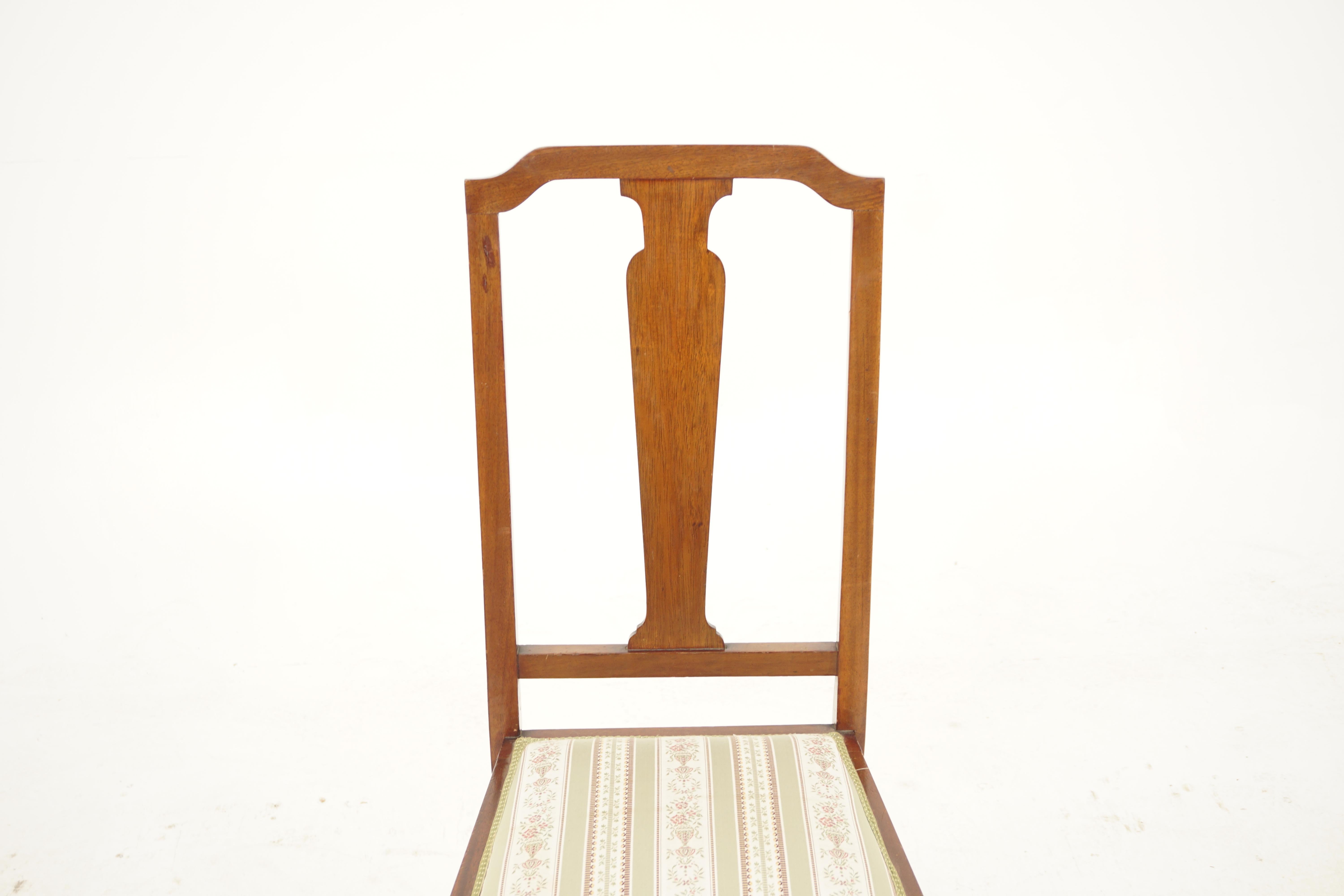 Scottish Pair of Edwardian Walnut Bedroom Chairs, Scotland 1910, H067 For Sale