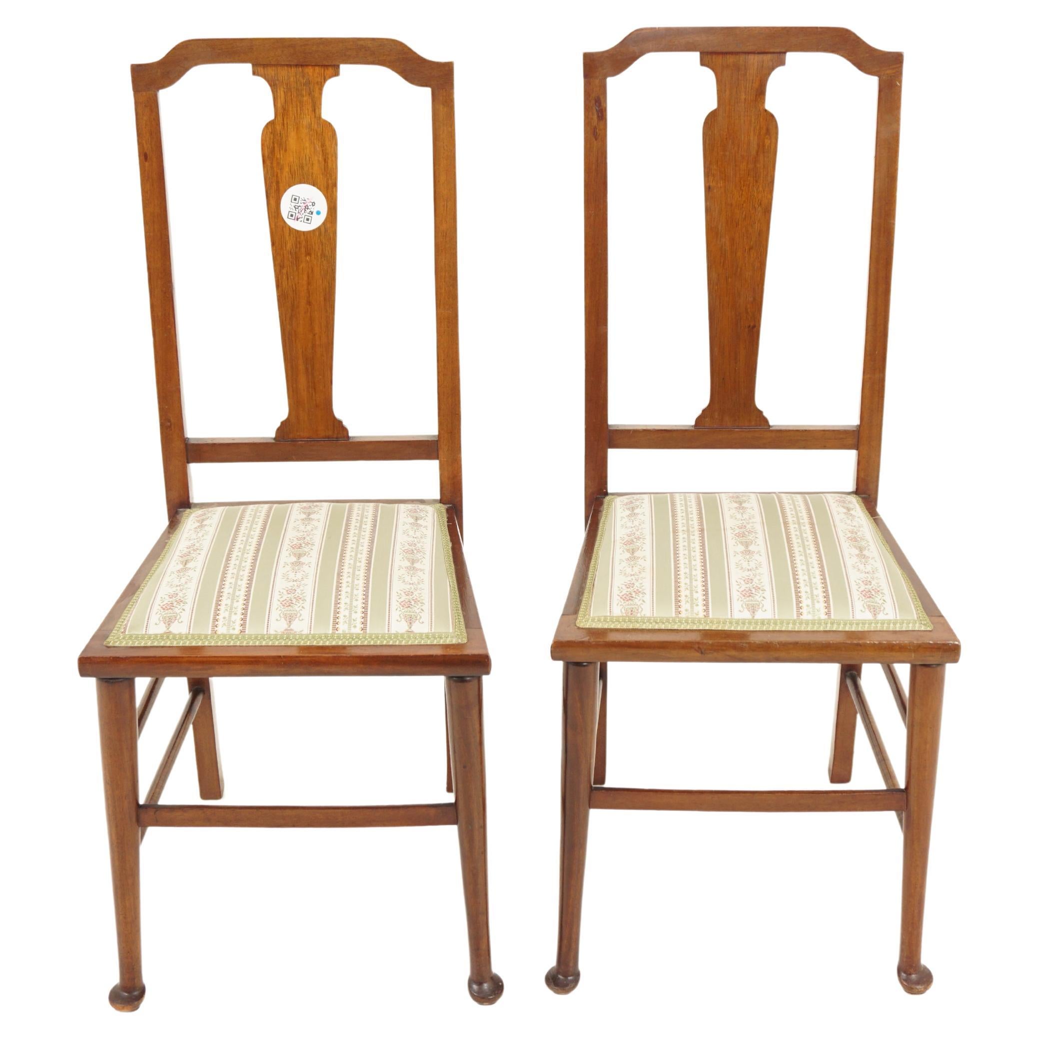 Pair of Edwardian Walnut Bedroom Chairs, Scotland 1910, H067 For Sale