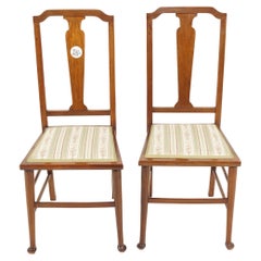 Antique Pair of Edwardian Walnut Bedroom Chairs, Scotland 1910, H067