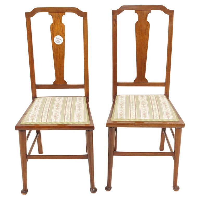 Pair of Edwardian Walnut Bedroom Chairs, Scotland 1910, H67 For Sale at 1stDibs